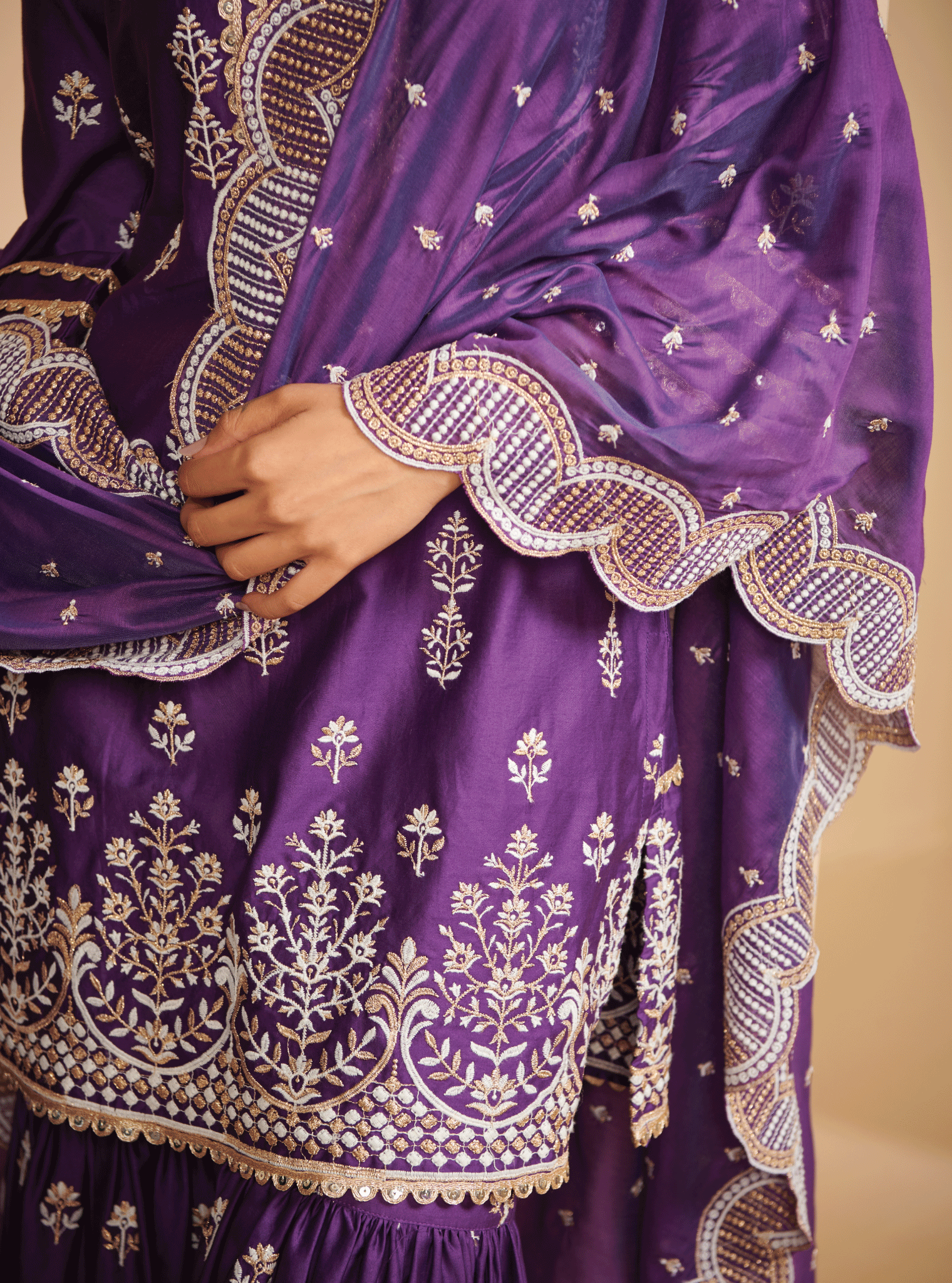 Mulmul Supima Cotton Mahi Purple Dupatta