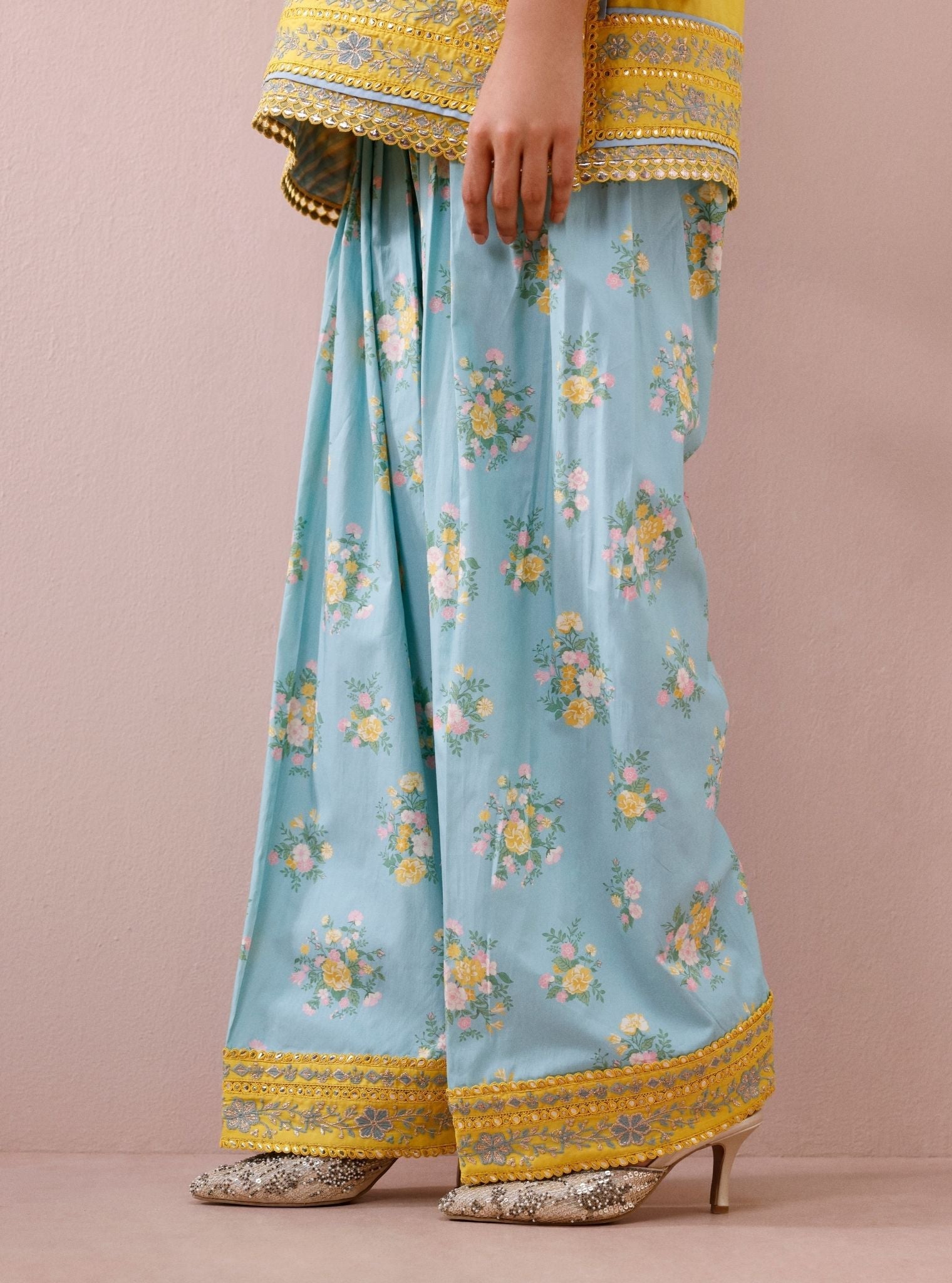 Sivi Supima Cotton Yellow Kurta with Farshi Salwar