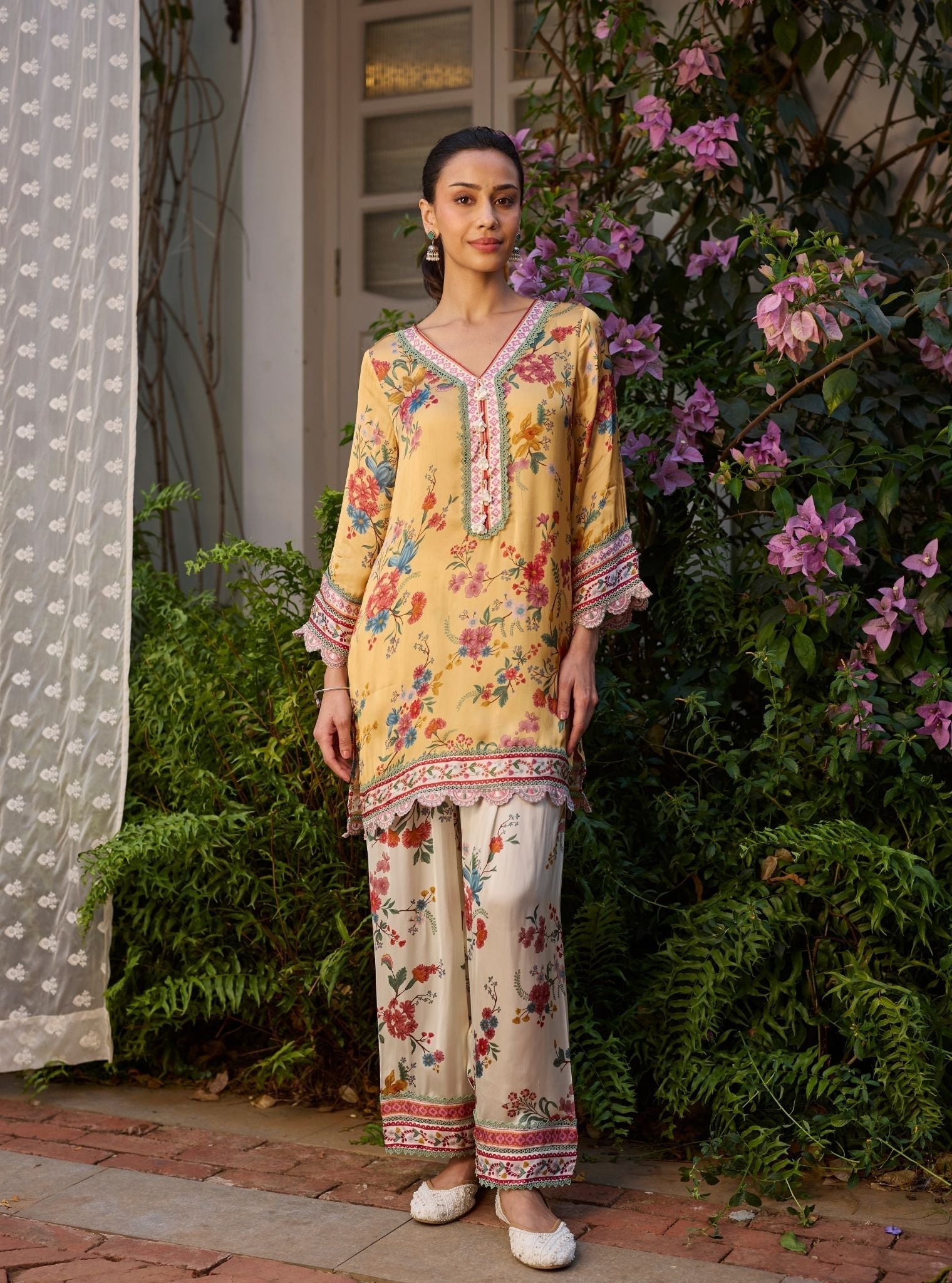 Kena Cupro Satin Mustard Kurta With Farshi Salwar