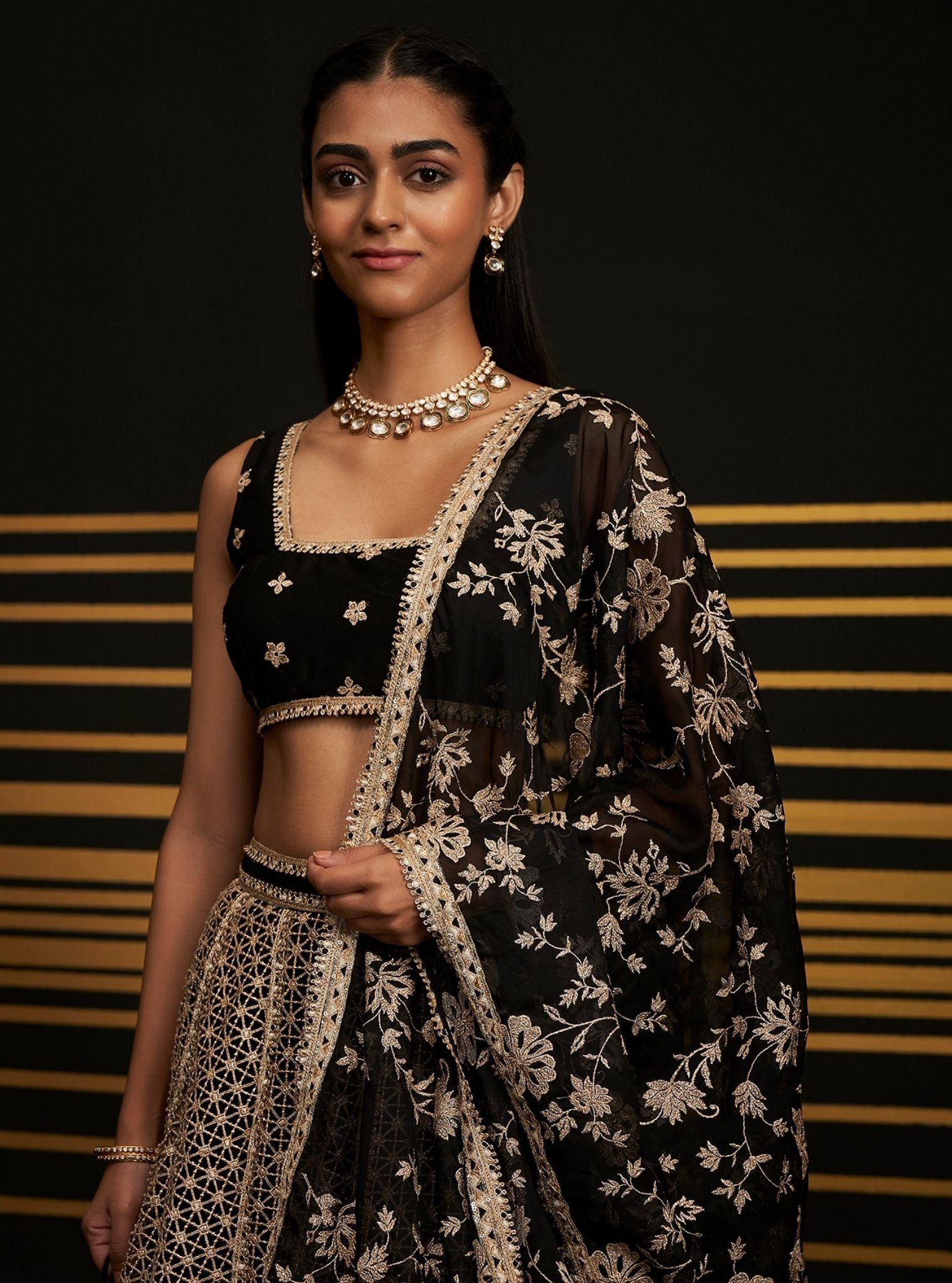 Mulmul Organza Rehnuma Black Dupatta
