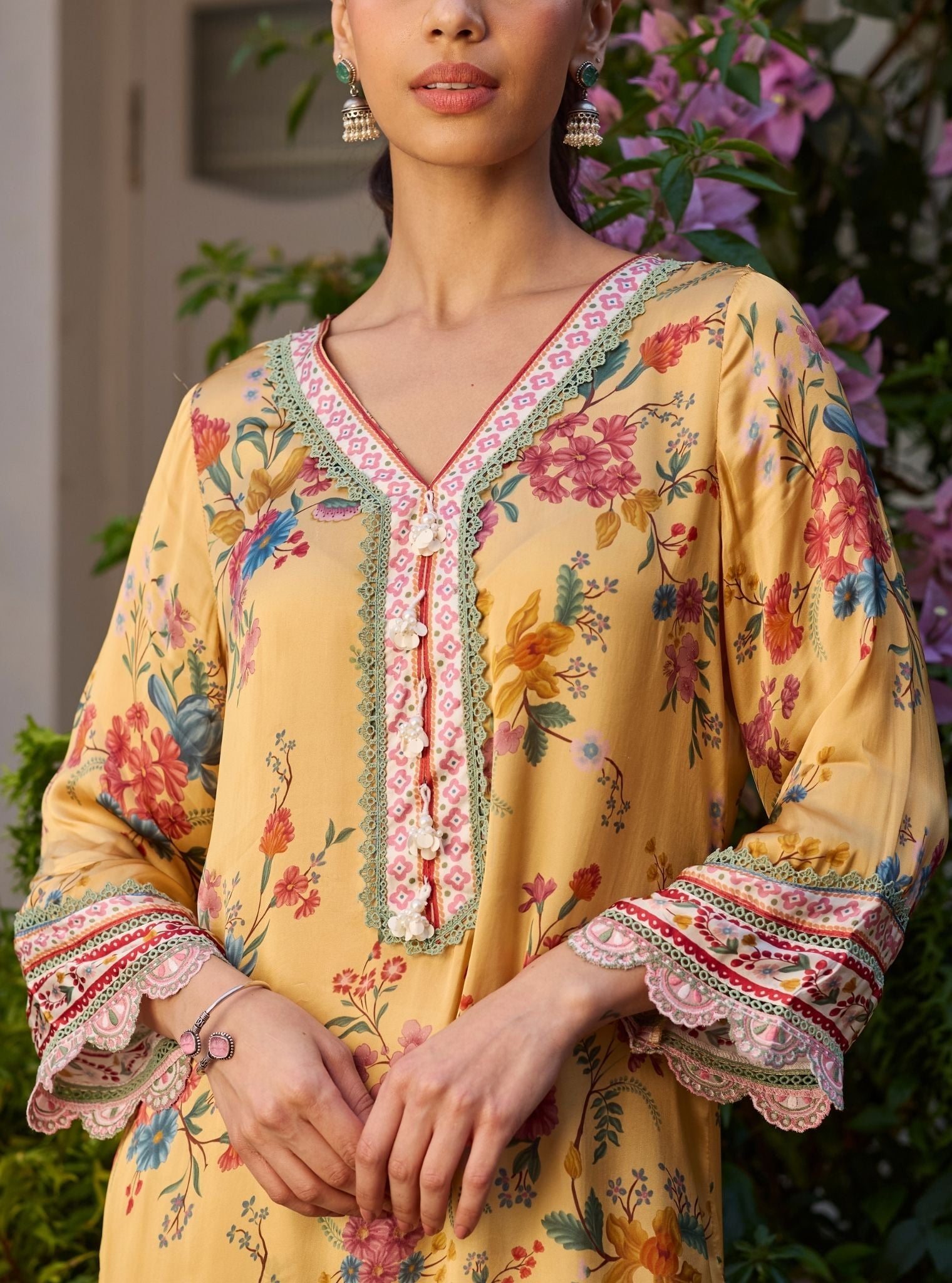 Kena Cupro Satin Mustard Kurta With Farshi Salwar
