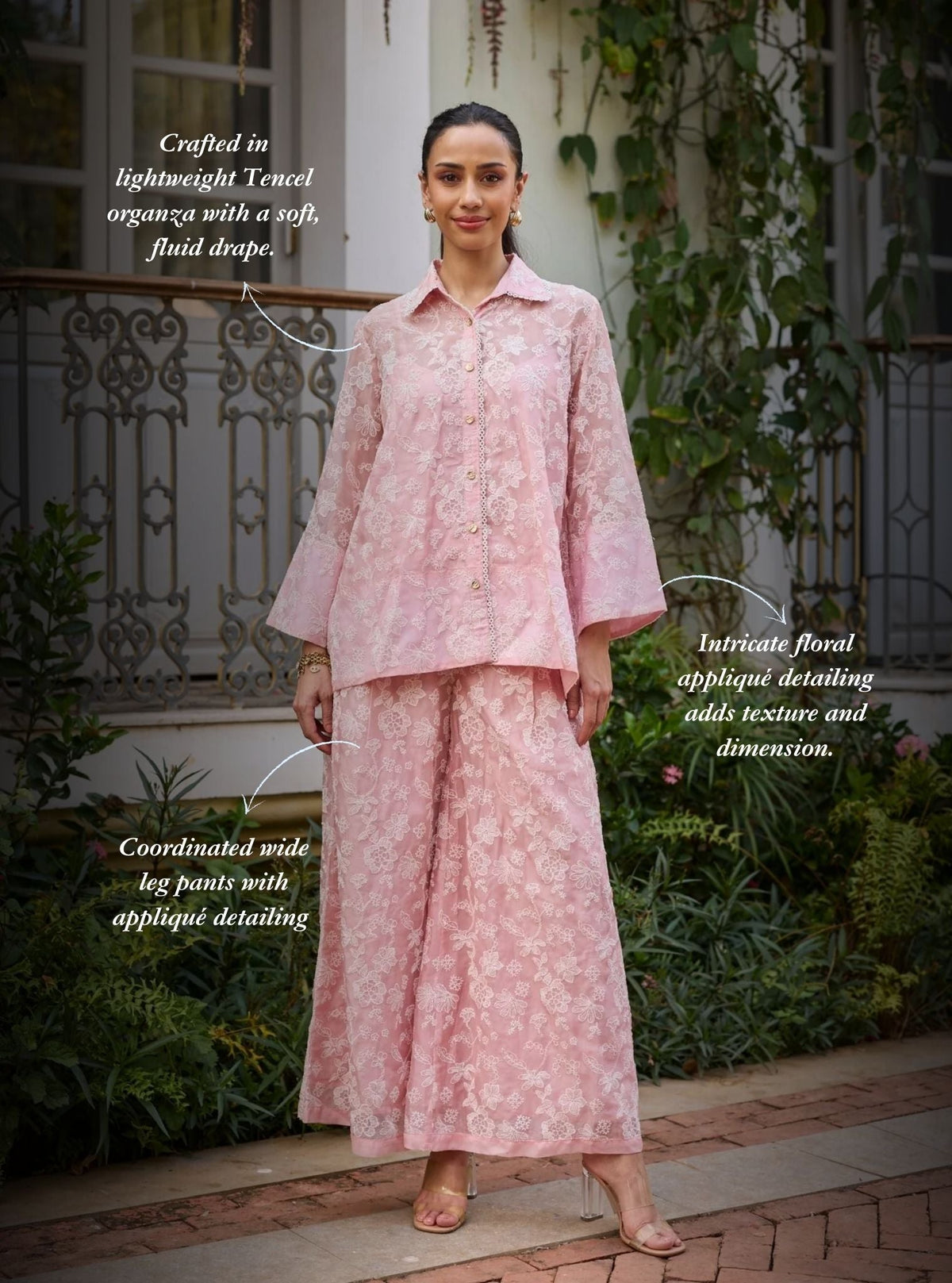 Sovana Organza Pink Co-ord Set