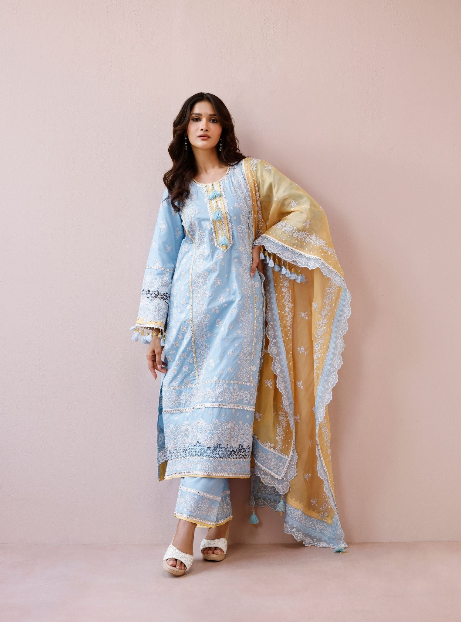 Avika Supima Cotton Light Blue Kurta Set