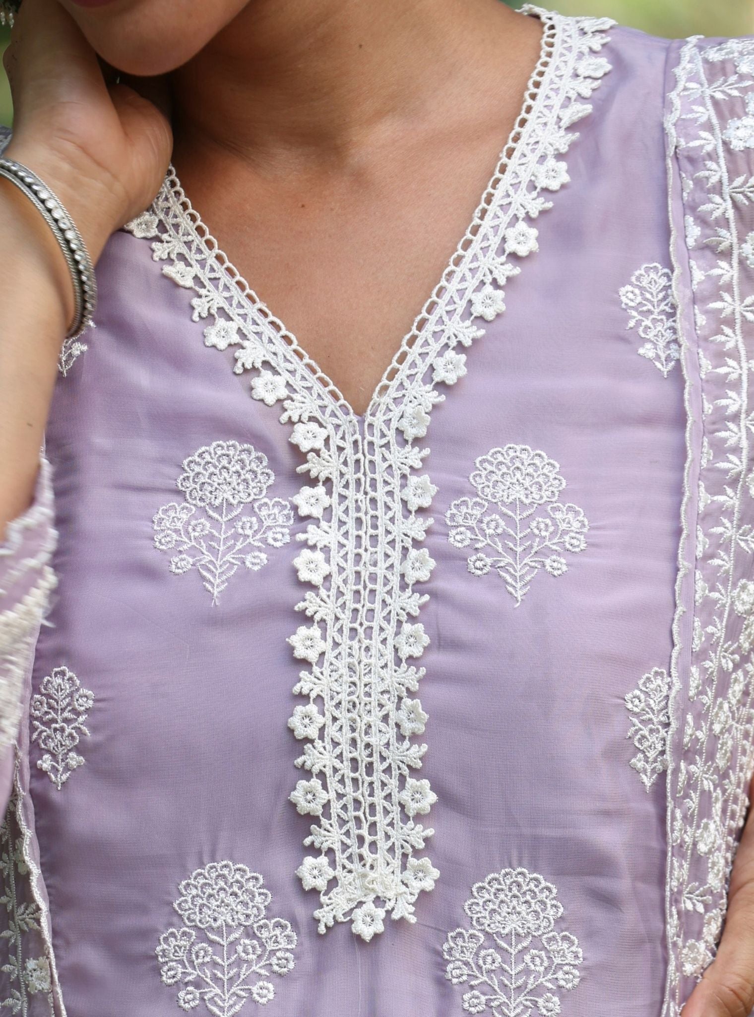Kari Organza Lavender Kurta Set