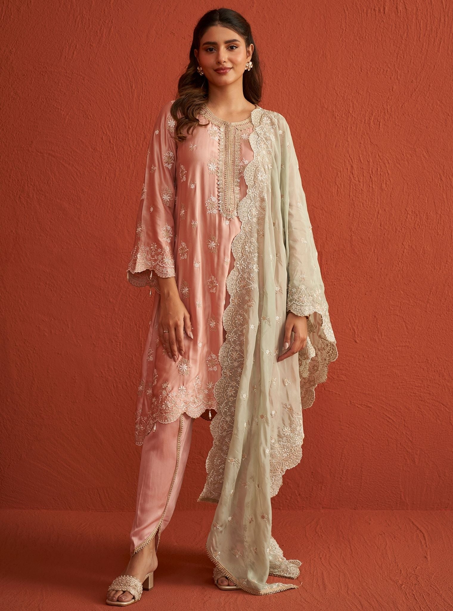 Mulmul HO Silk Kangna Sage Green Dupatta