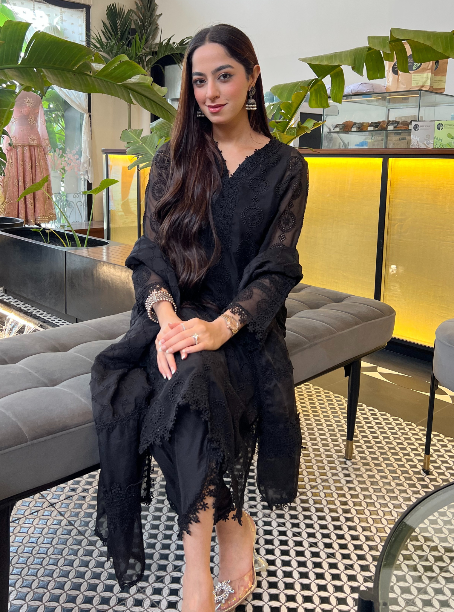 Nelli Organza Black Kurta Set