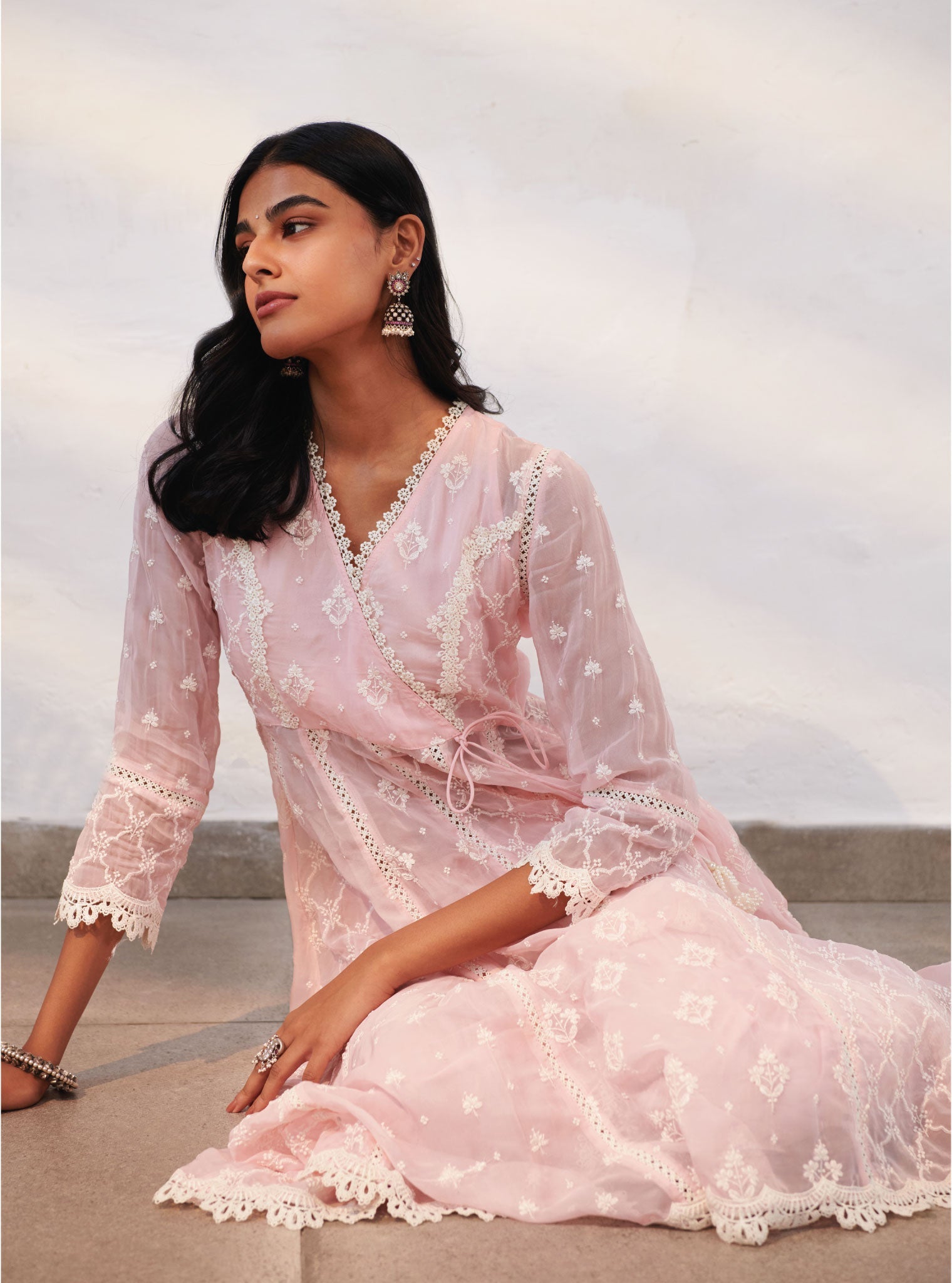 Mulmul Organza Morey Anarkali Kurta