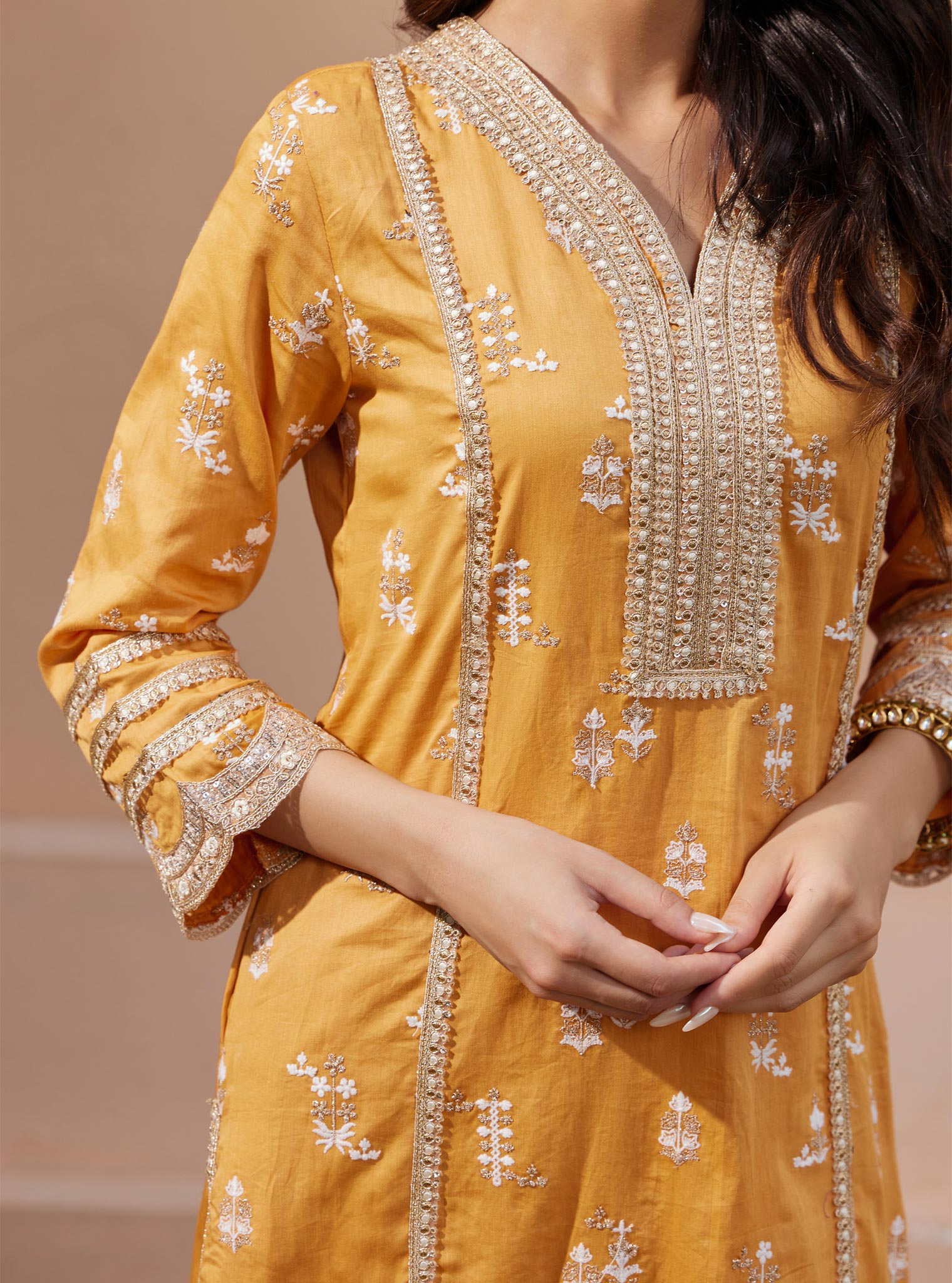 Mulmul Pima Nimisa Orange Kurta