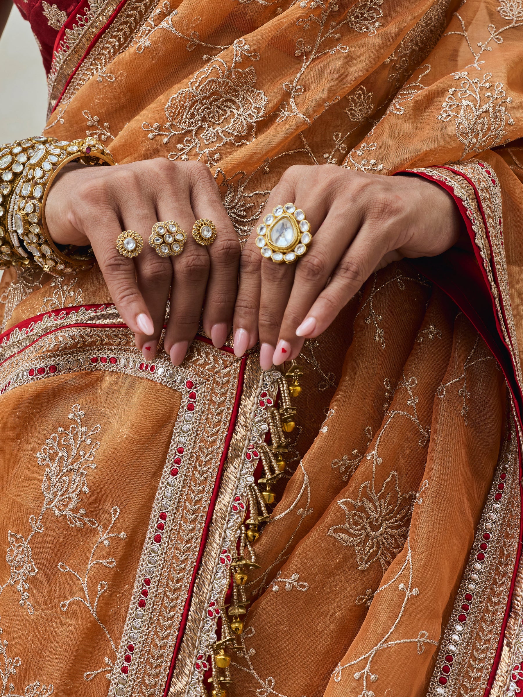 Parthi Lurex Organza Orange Saree with Raw Silk Blouse