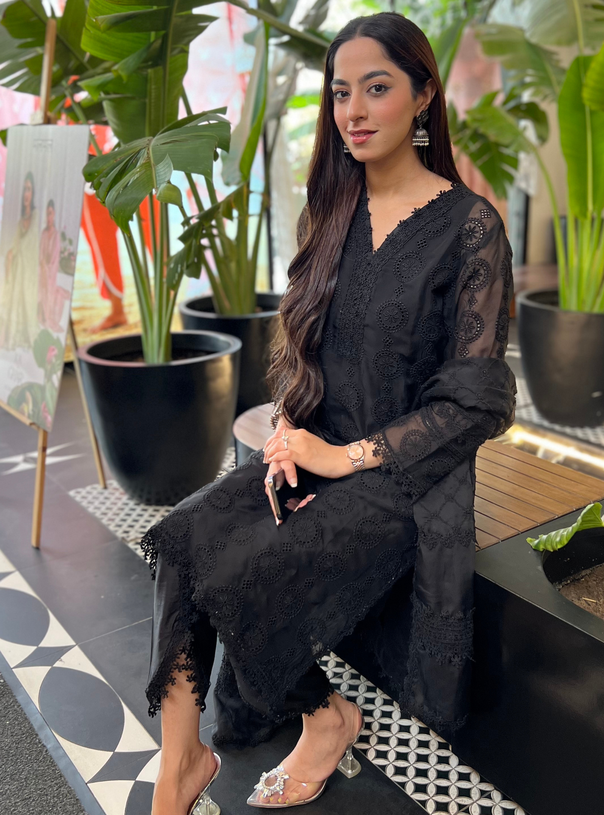Nelli Organza Black Kurta Set