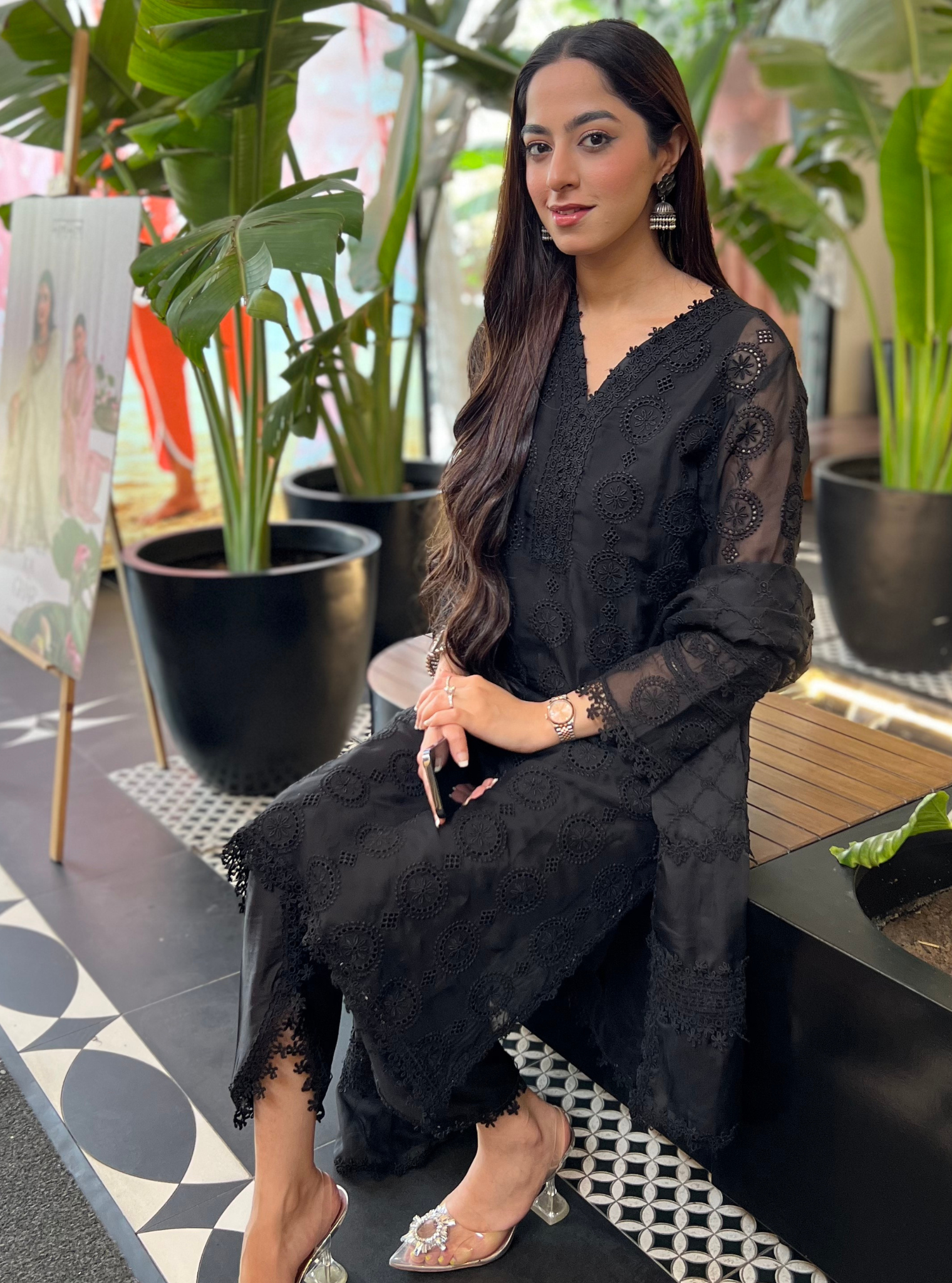 Nelli Organza Black Kurta Set