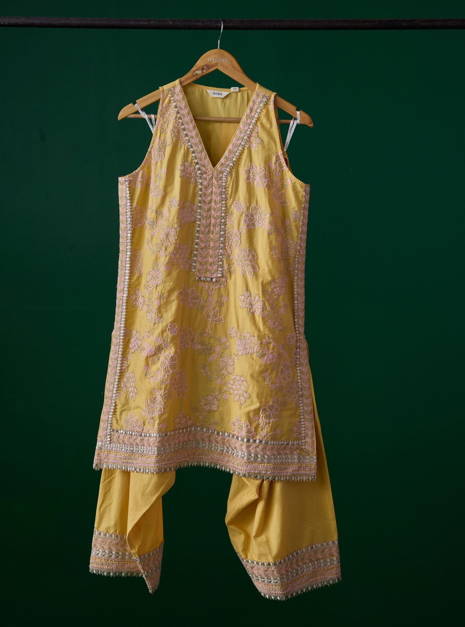 Jivara Supima Cotton Yellow Kurta With Farshi Salwar