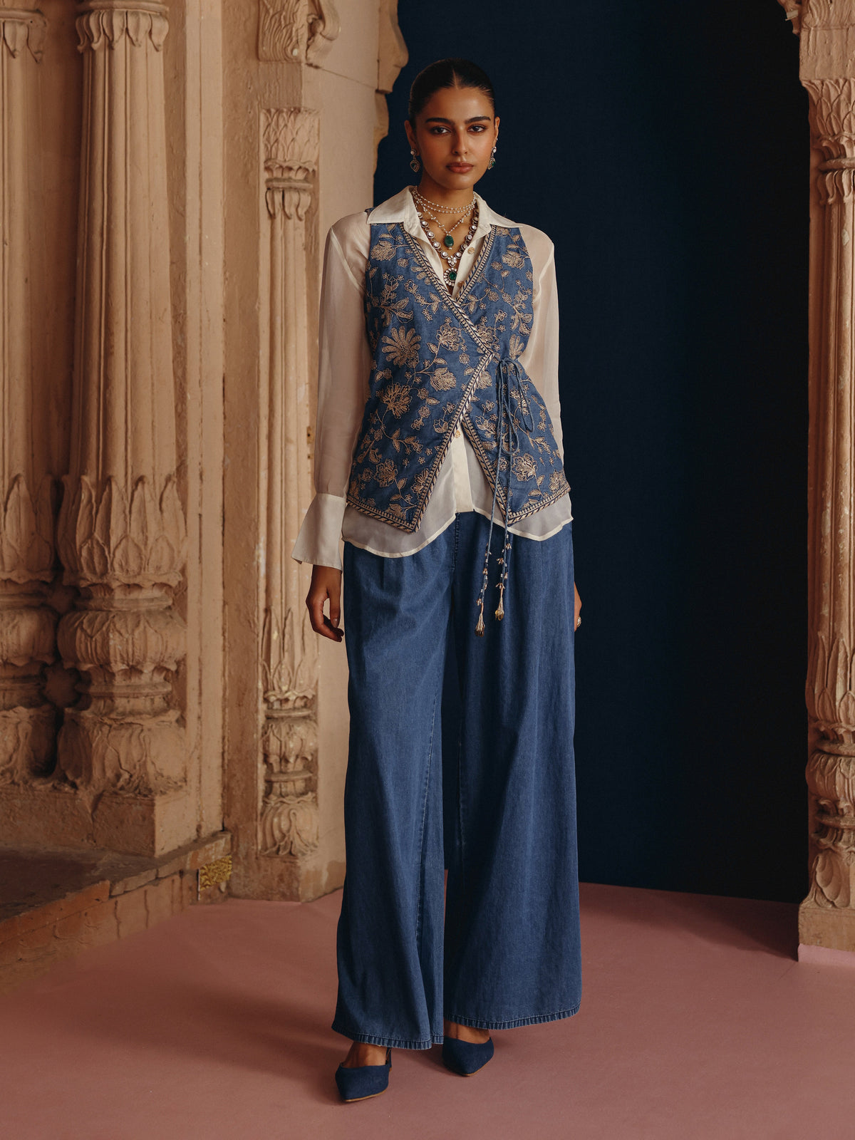 Dhuni Denim Waistcoat Co-ord Set