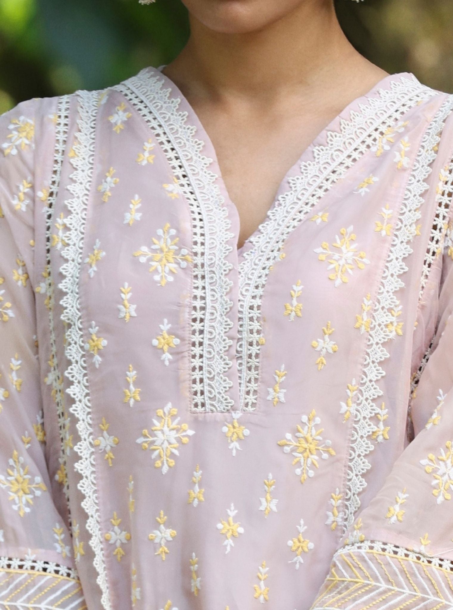 Smitha Organza Dusty Pink Anarkali Kurta Set