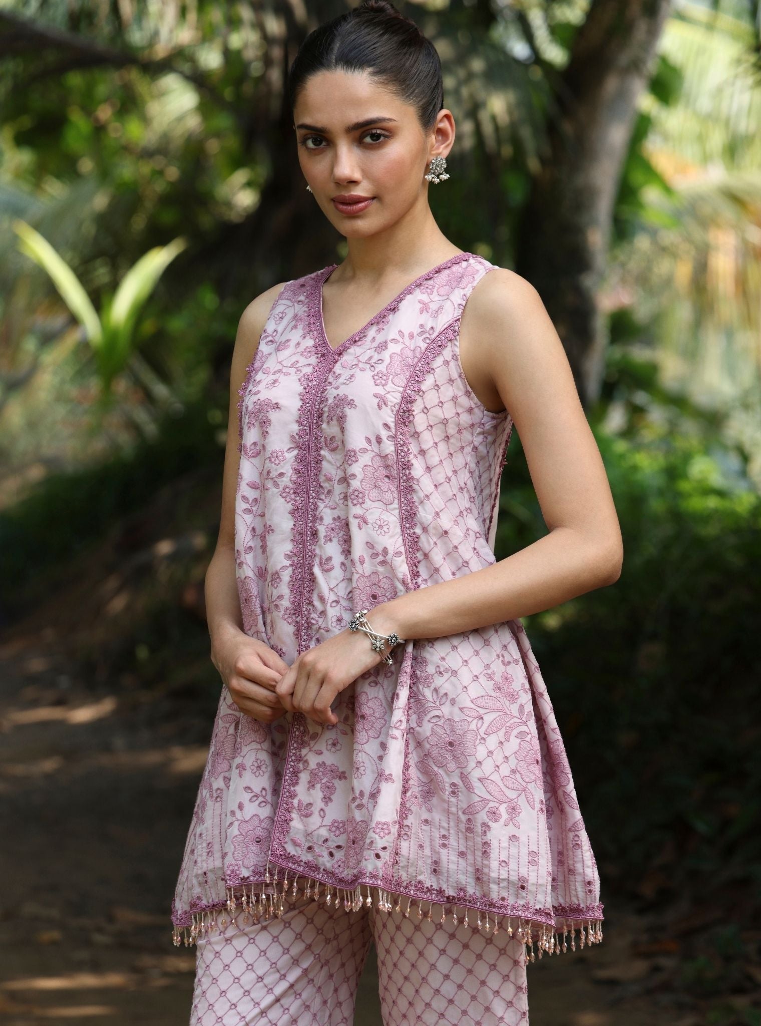 Nithara Organza Dusty Pink Co-ord Set