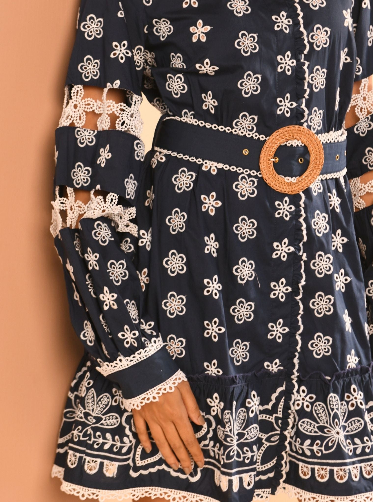 Lin Cotton Navy Short Dress