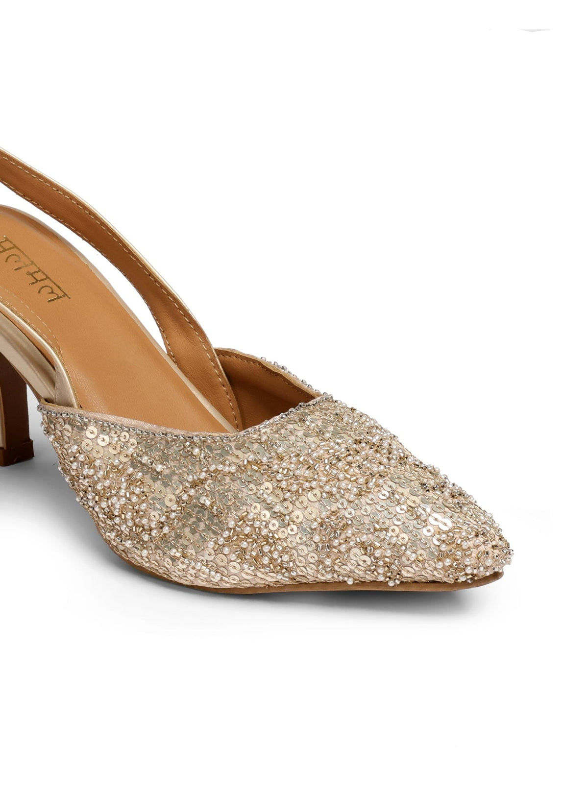 Naira Antique Gold Vegan Pointy Heel