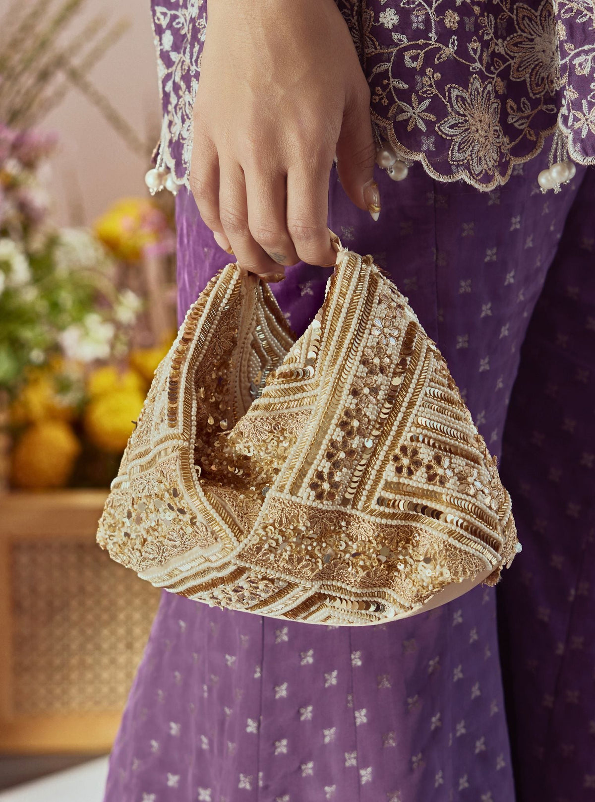 Mulmul Glow Gold Handbag
