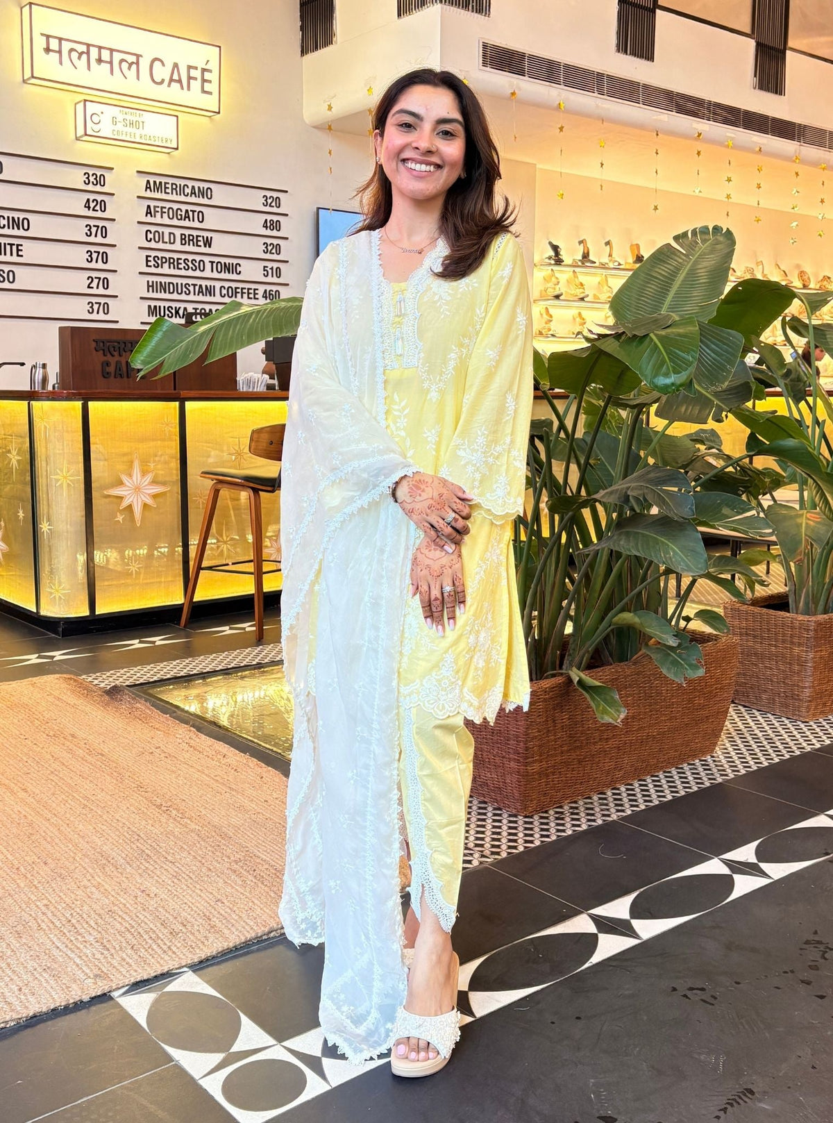 Atrai Supima Cotton Yellow Kurta Set