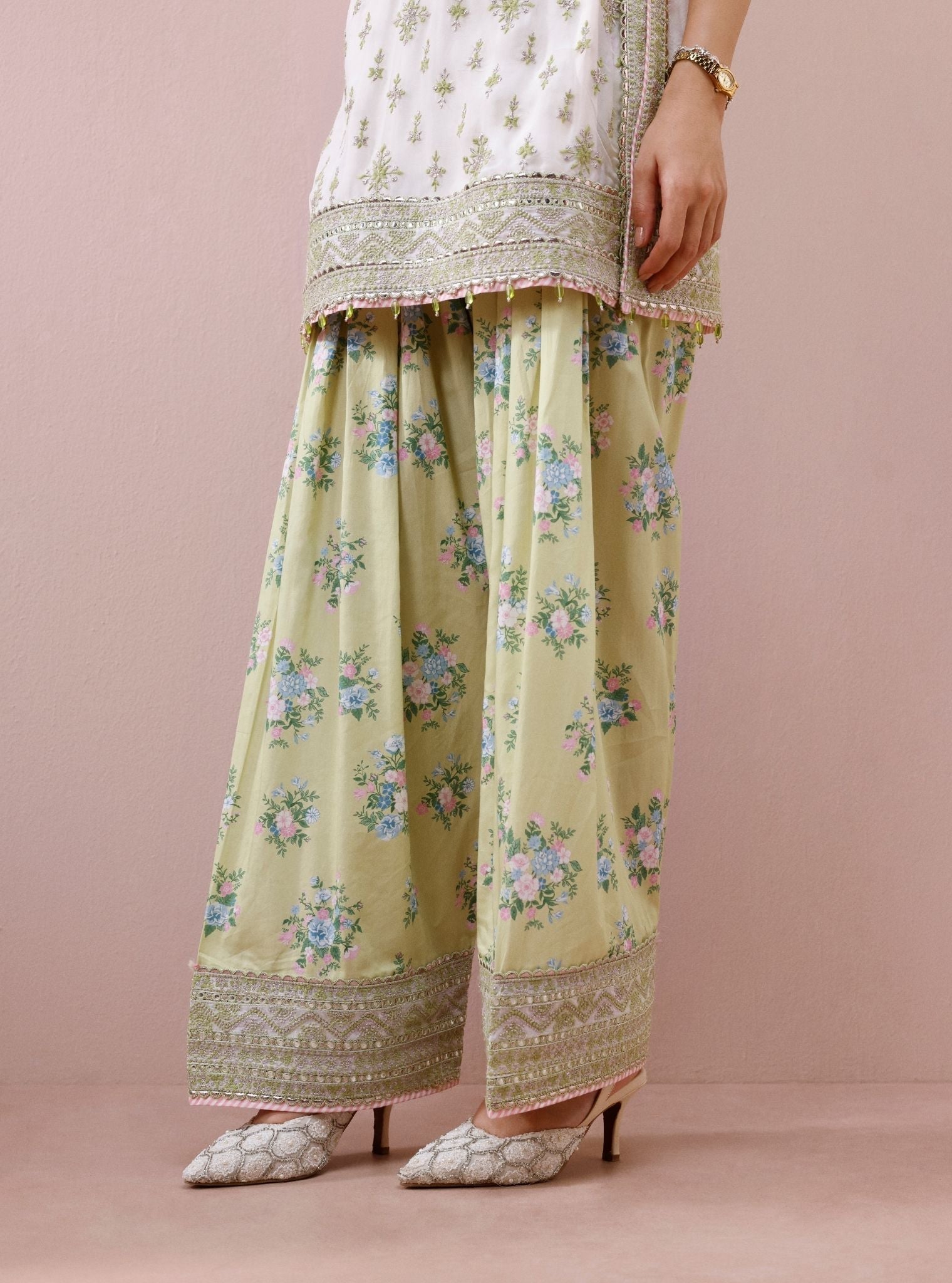 Elaan Organza Off-White Kurta with Farshi Salwar