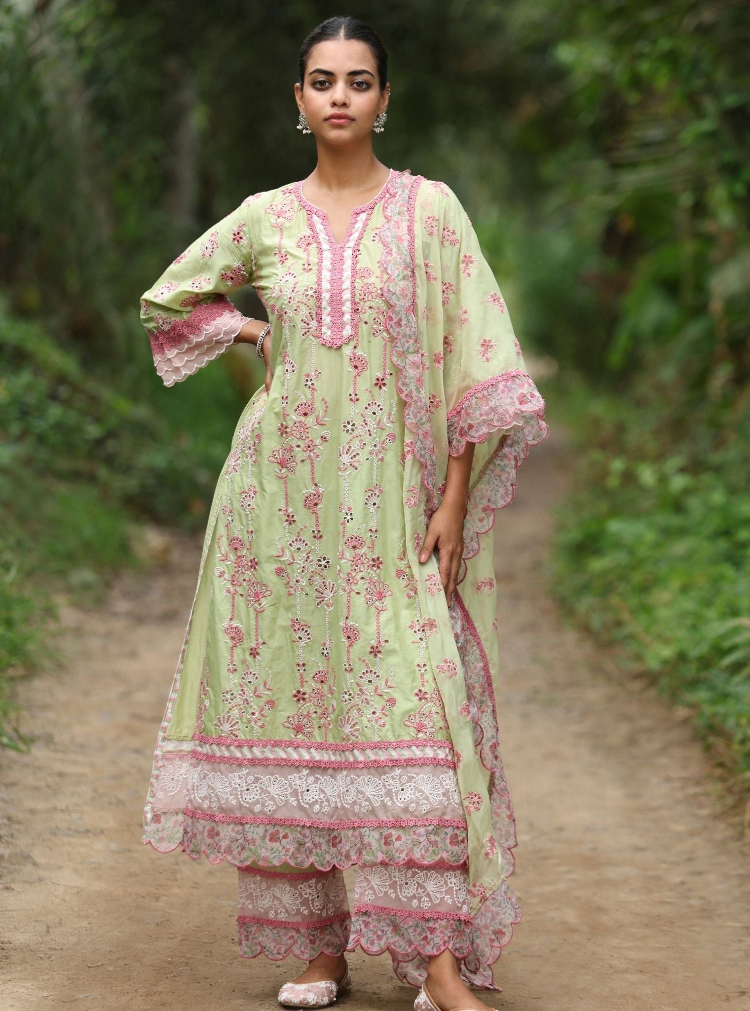 Nair Supima Cotton Light Green Kurta Set