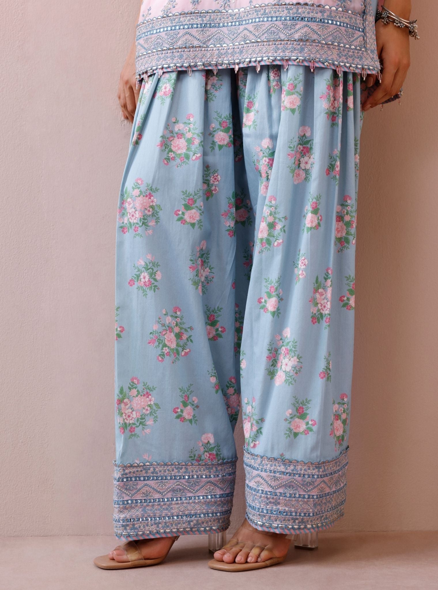Elaan Organza Pink Kurta with Farshi Salwar
