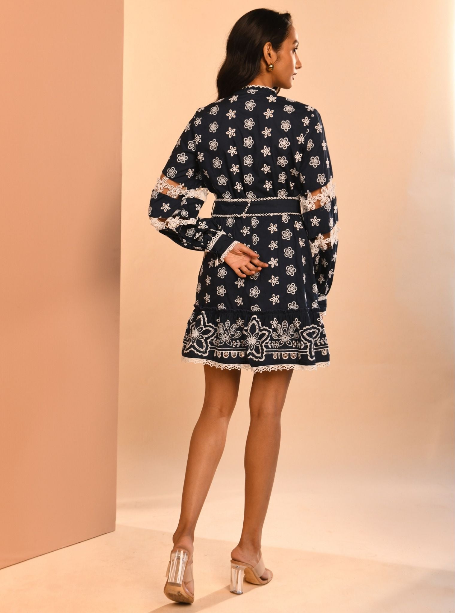 Lin Cotton Navy Short Dress