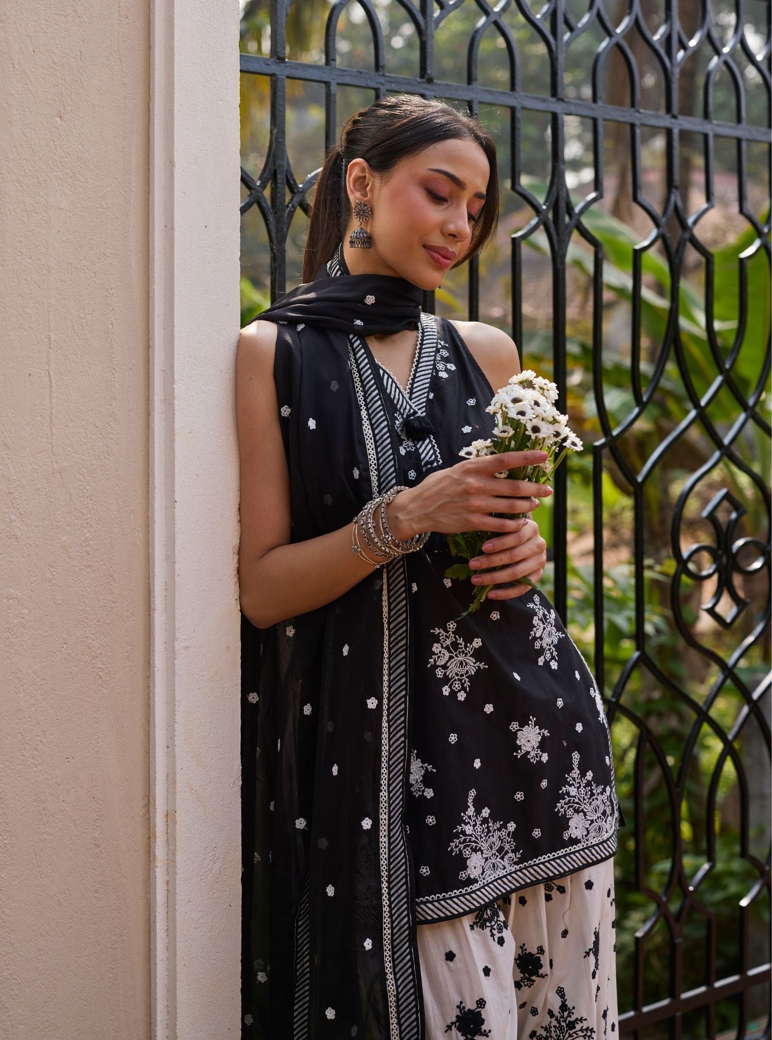 Liva Supima Cotton Black Kurta With Farshi Salwar