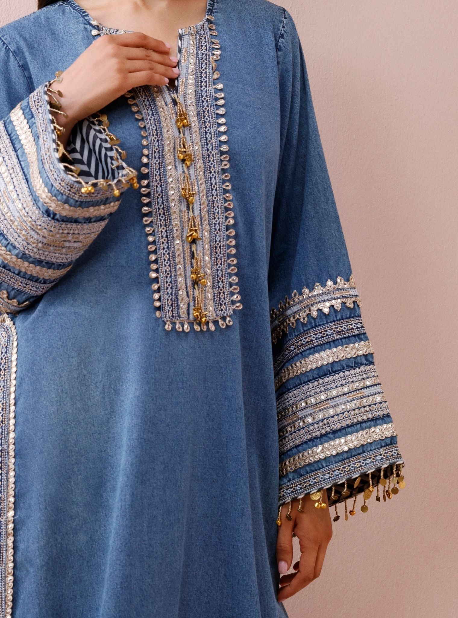 Samvi Denim Long Kurta Set