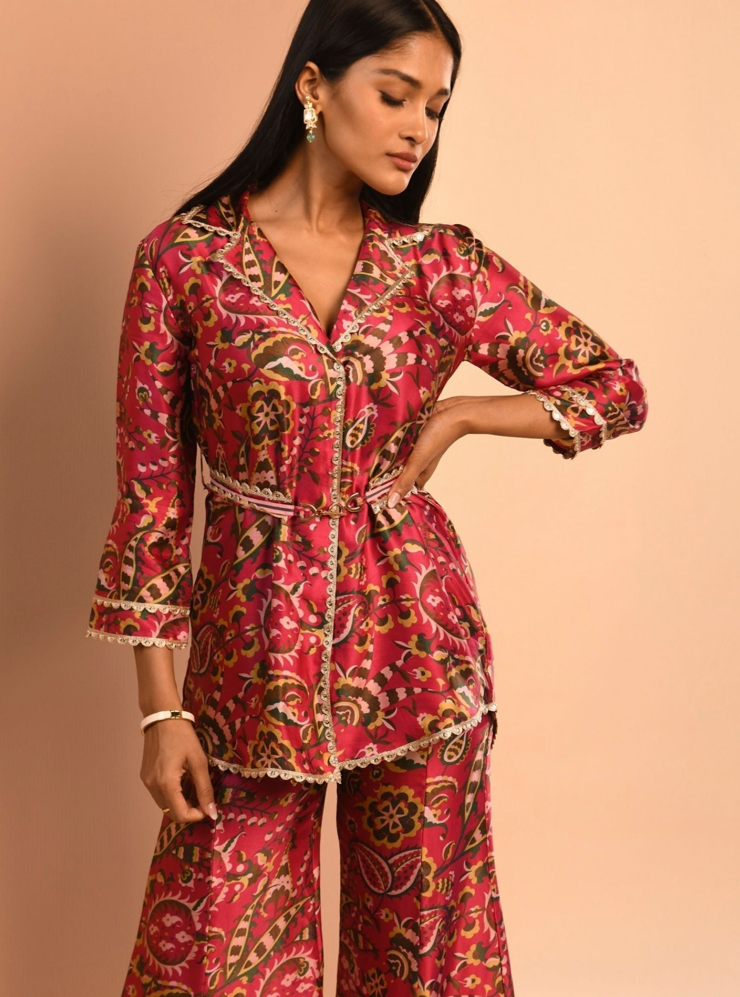 Mulmul Cupro Bree Fuchsia Pant