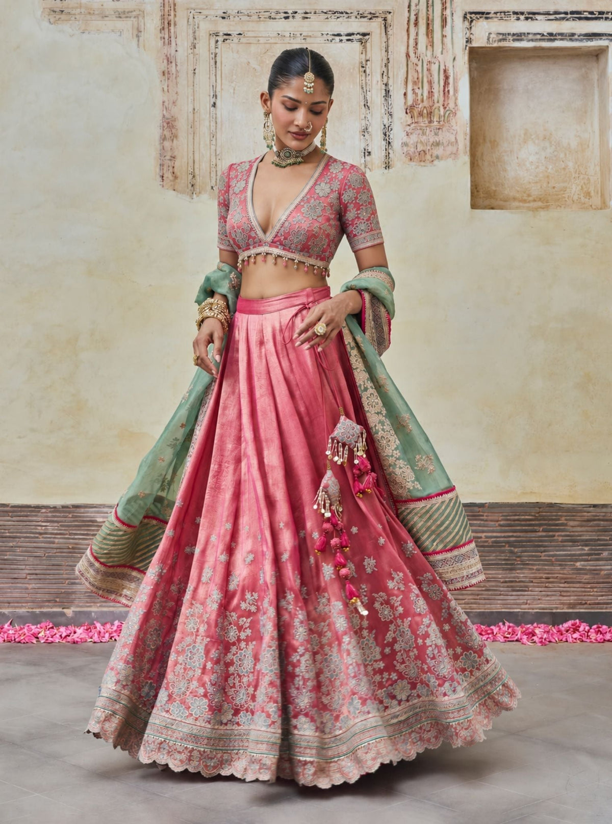 Saawri Bemberg Giraffe Fuchsia Lehenga