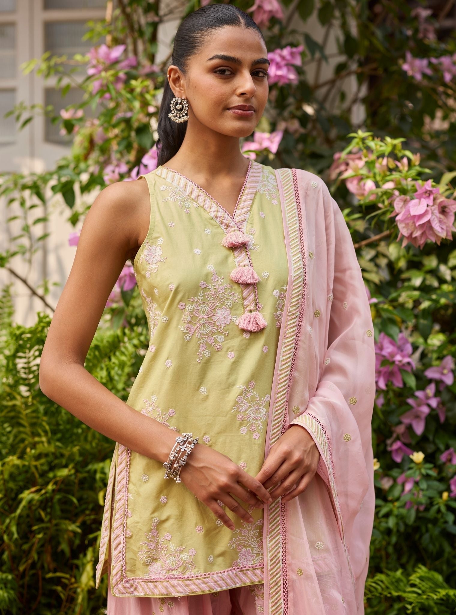 Liva Supima Cotton Lime Kurta With Farshi Salwar
