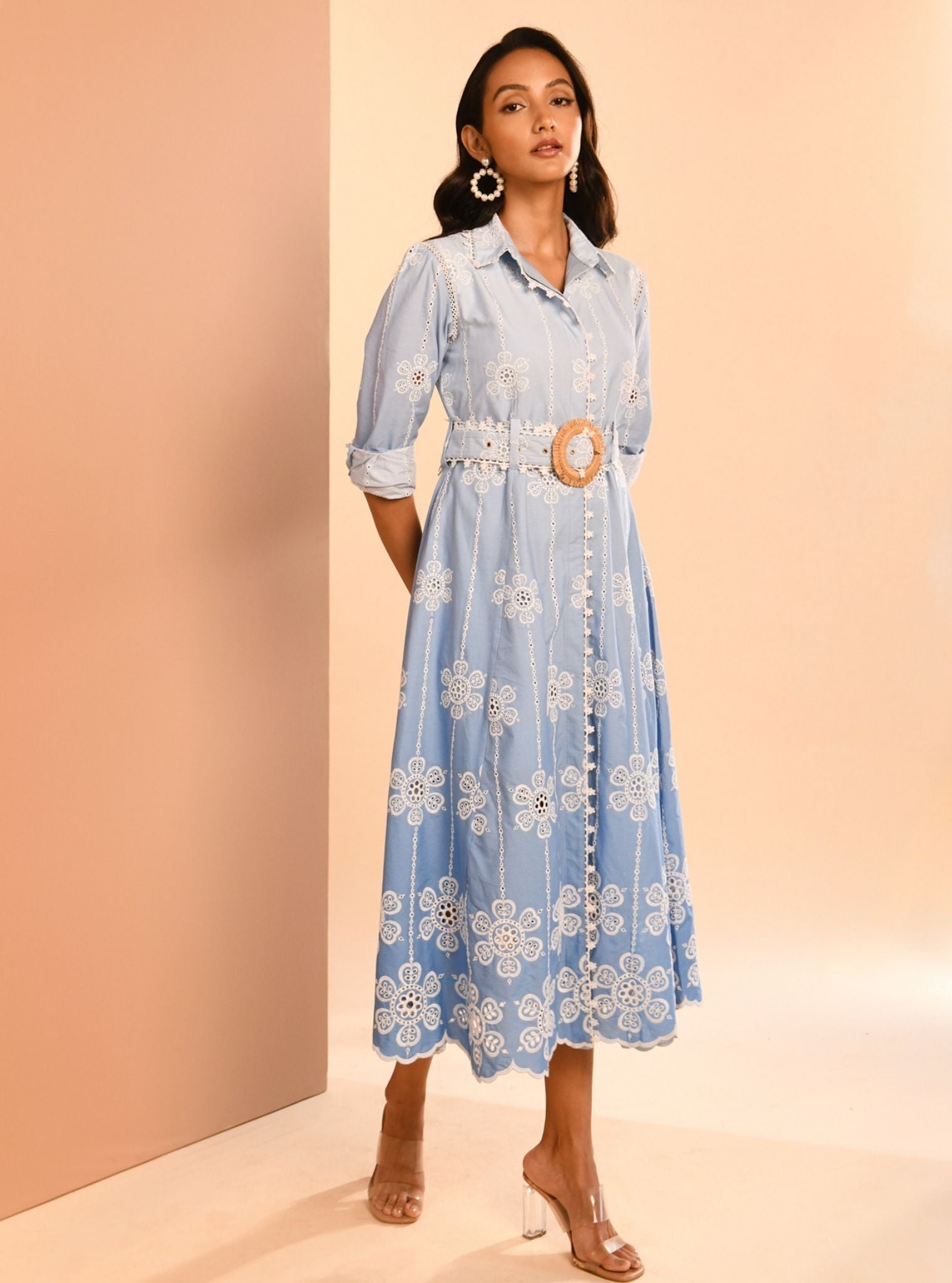 Meg Ombre Cotton Blue Dress