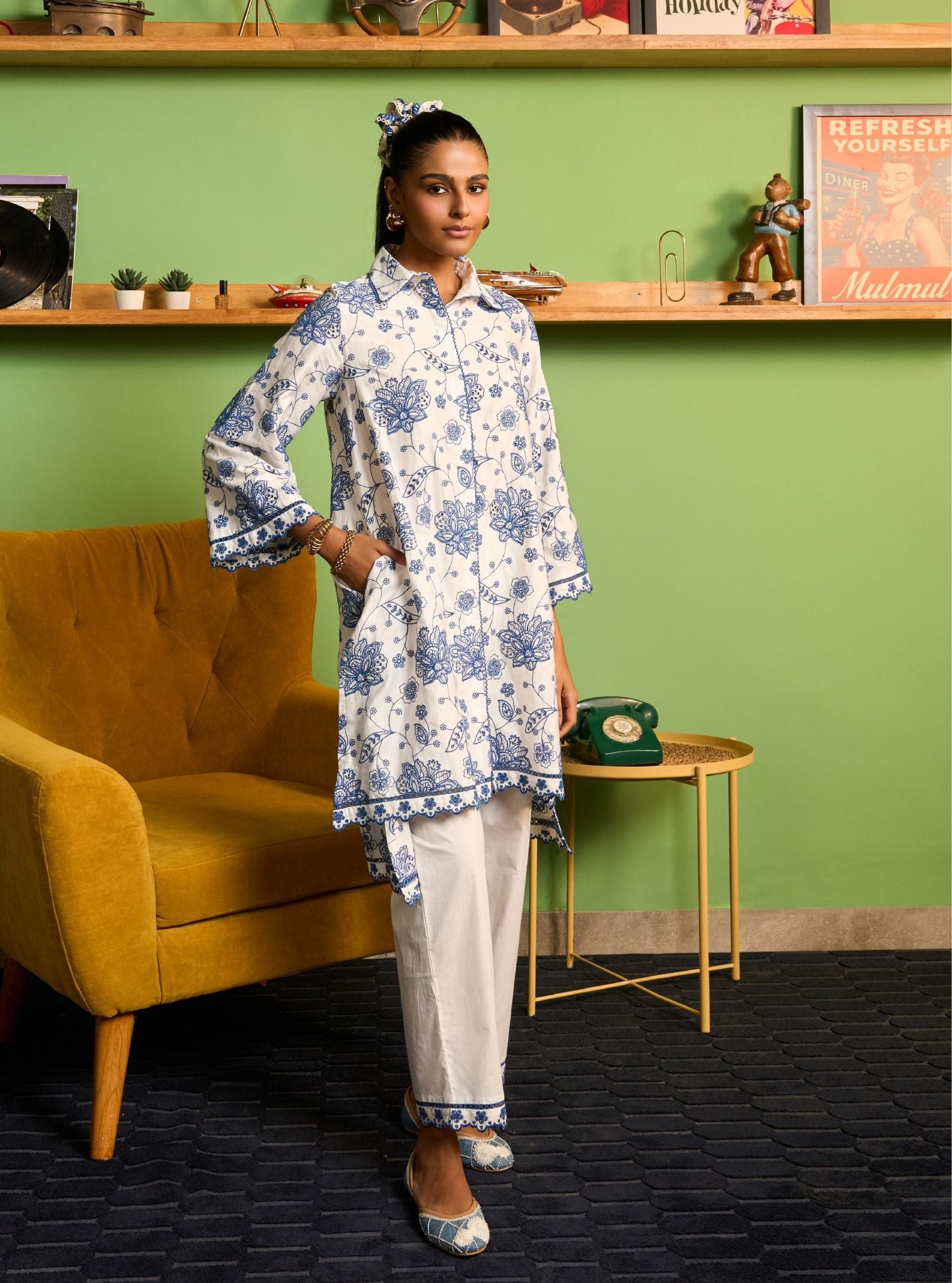 Ziri Pima Satin White Co-ord Set