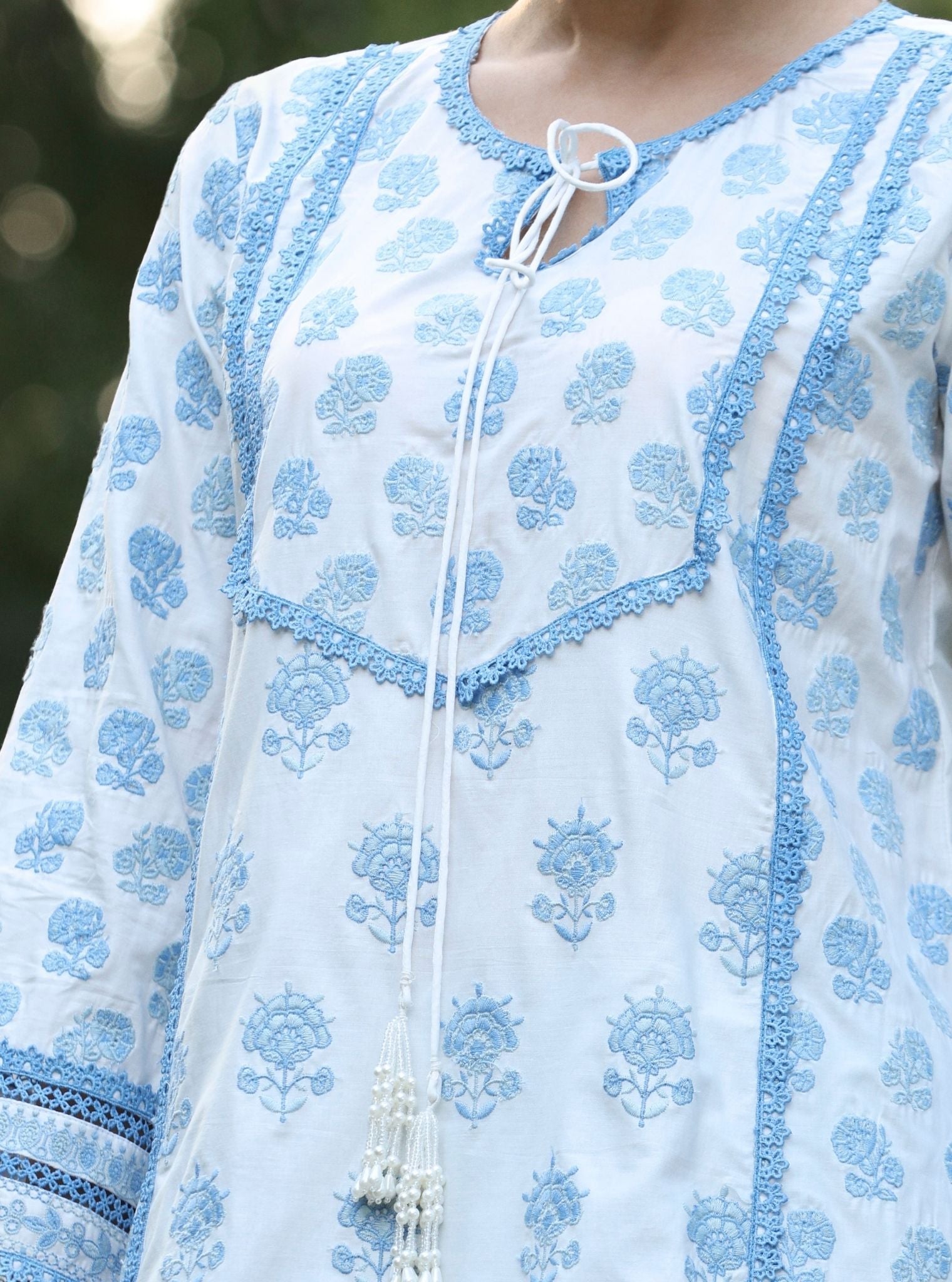 Alagi Supima Cotton White Kurta With Farshi Salwar