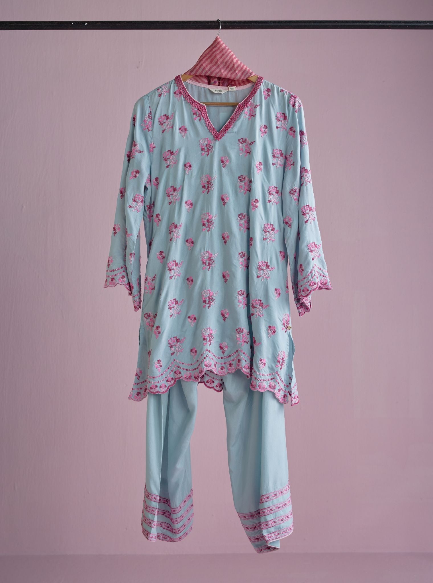 Aviya Supima Cotton Blue Kurta Set