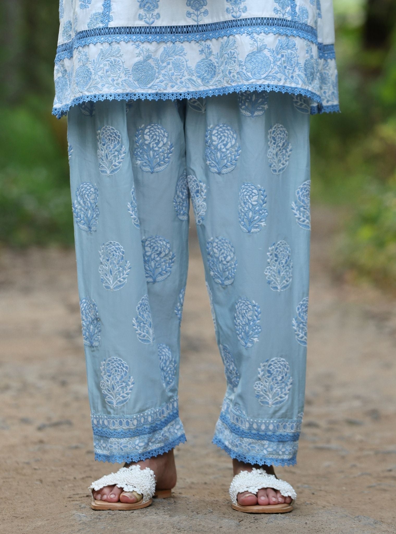 Alagi Supima Cotton White Kurta With Farshi Salwar