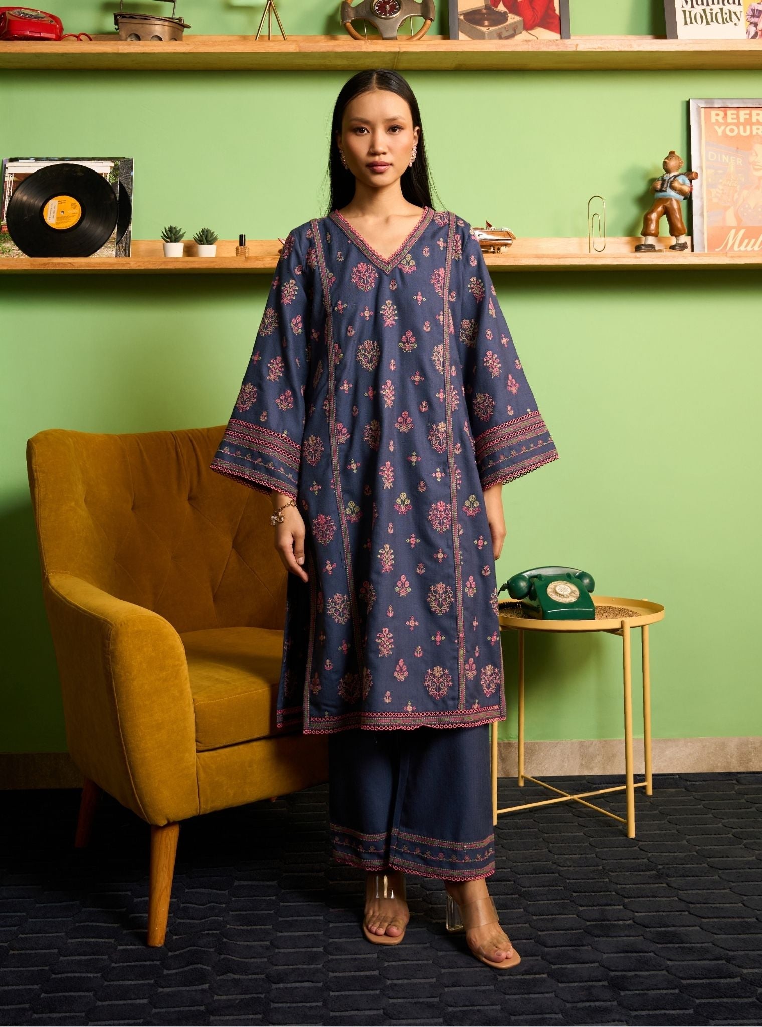 Heidi Wool Navy Kurta Set