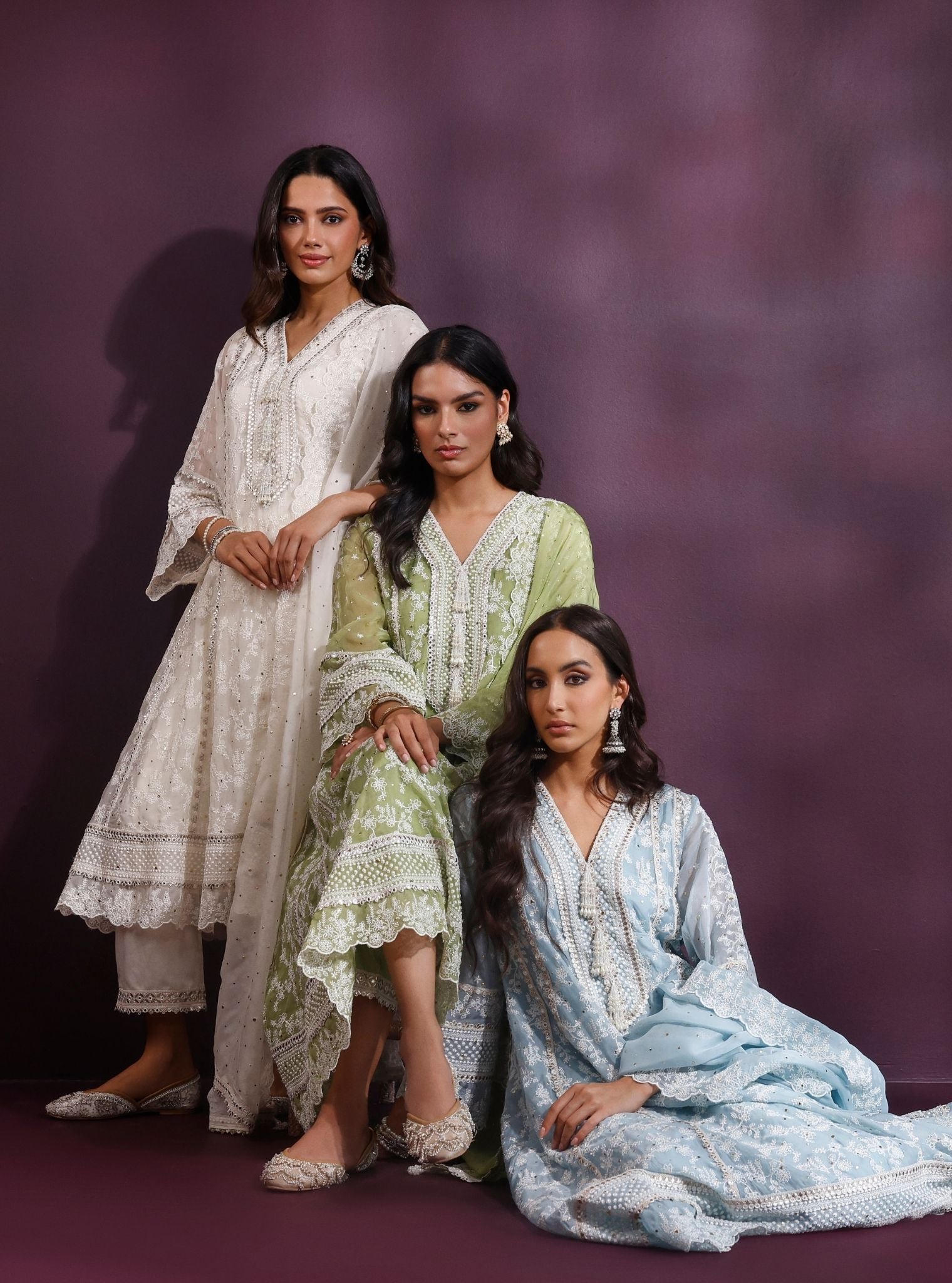 Rupa Organza Pista Green Anarkali Kurta Set