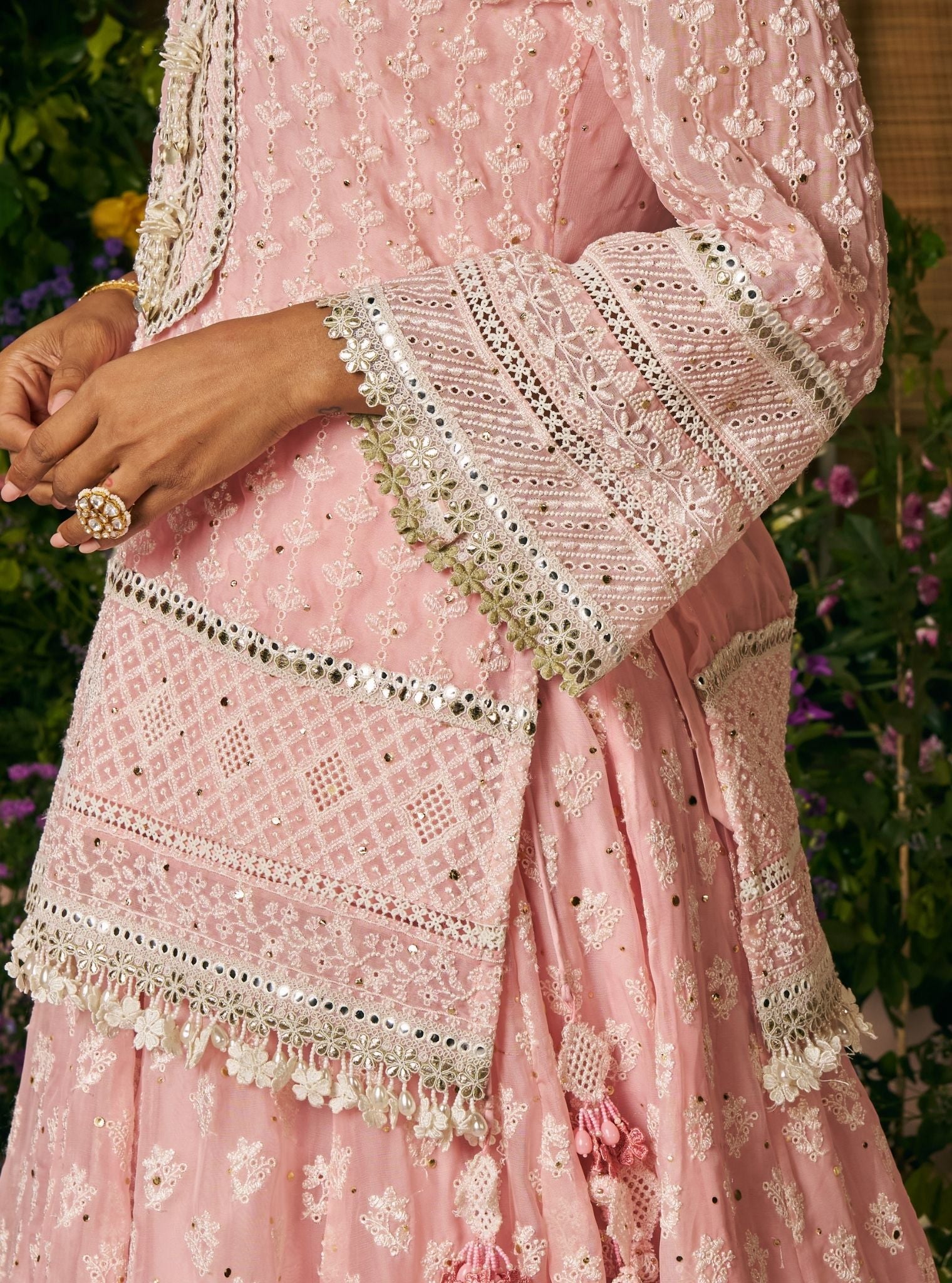 Kilol Organza Pink Kurta & Lehenga Set