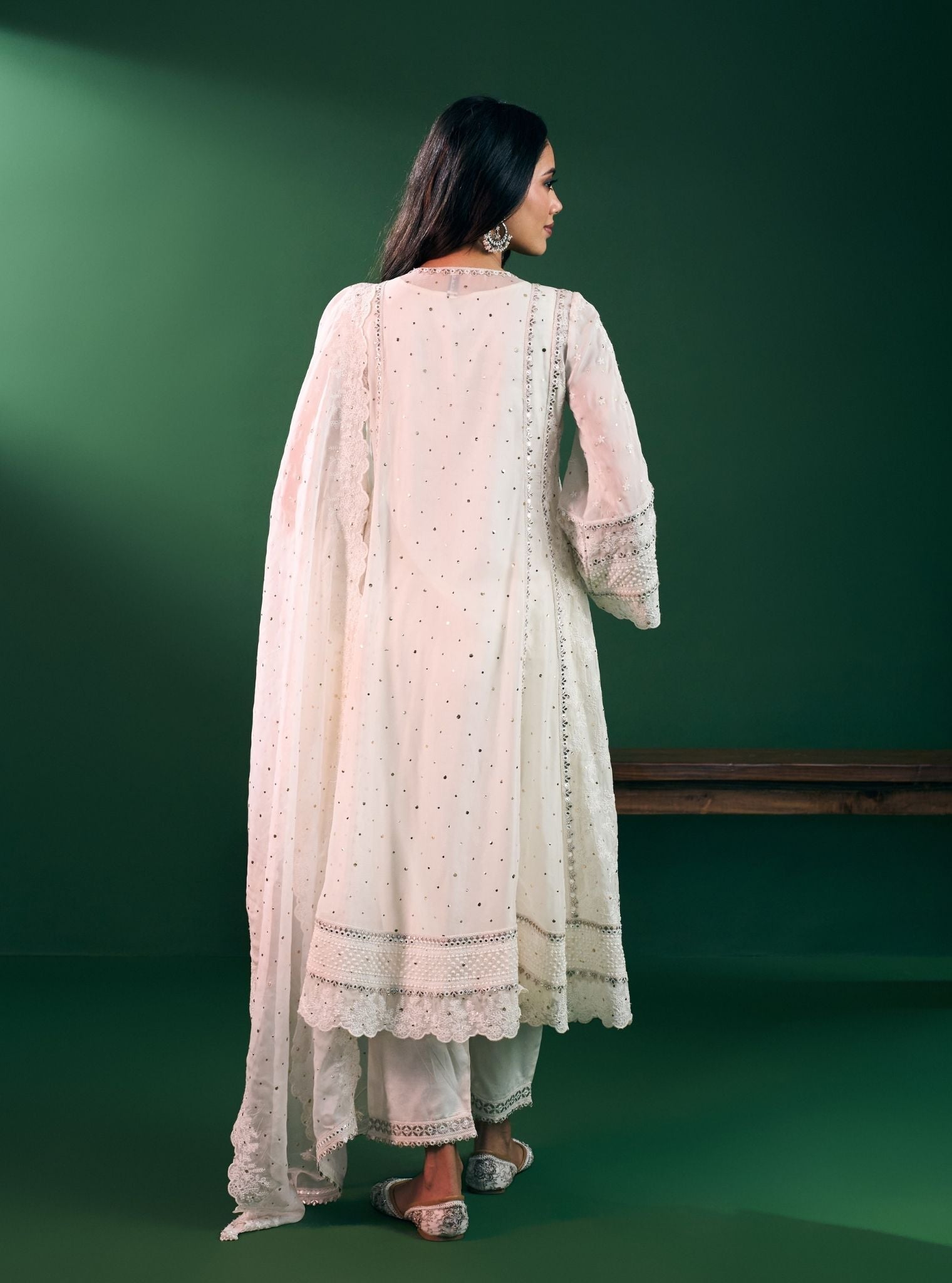 Rupa Organza Off White Anarkali Kurta Set