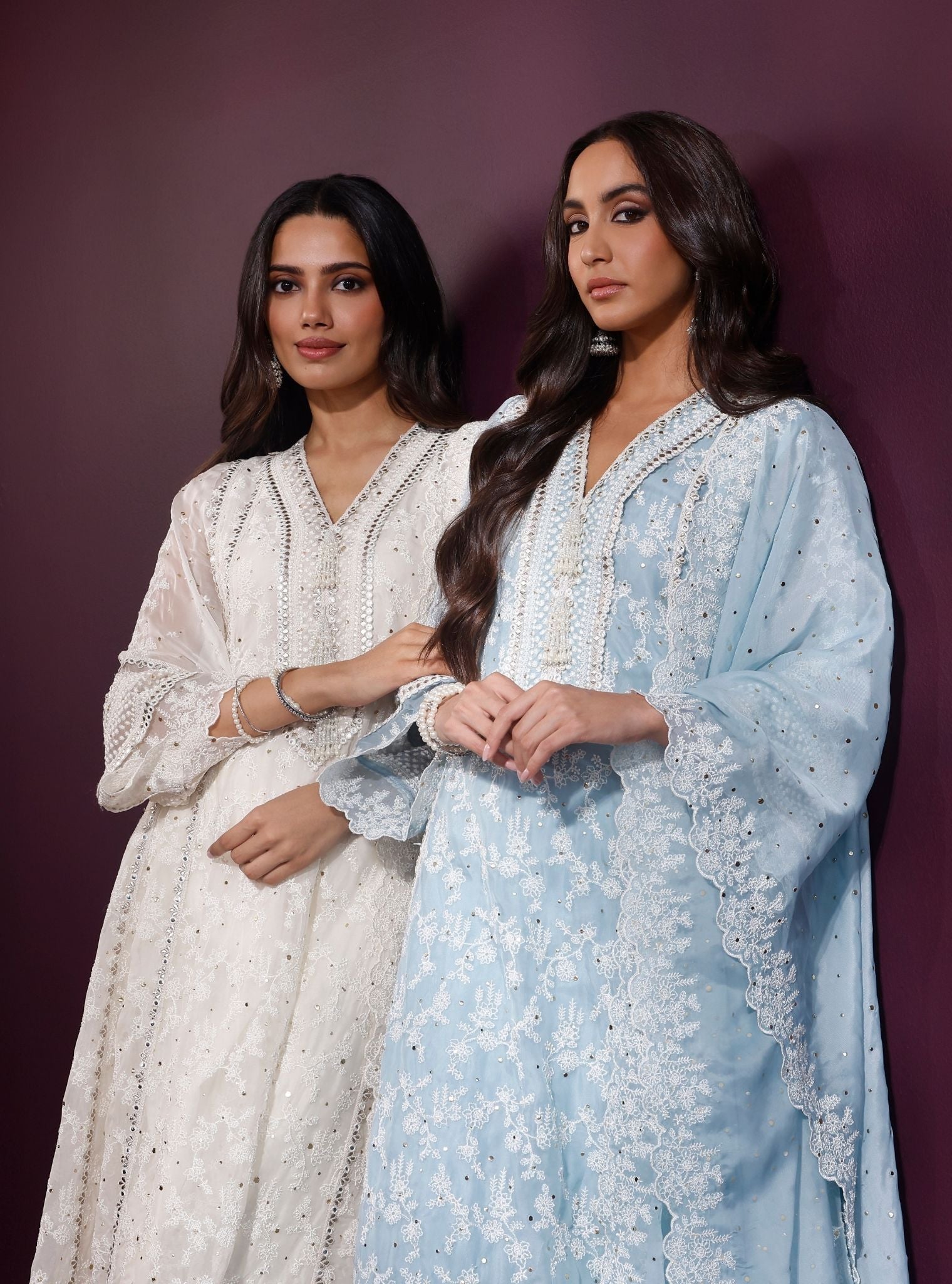 Rupa Organza Blue Anarkali Kurta Set