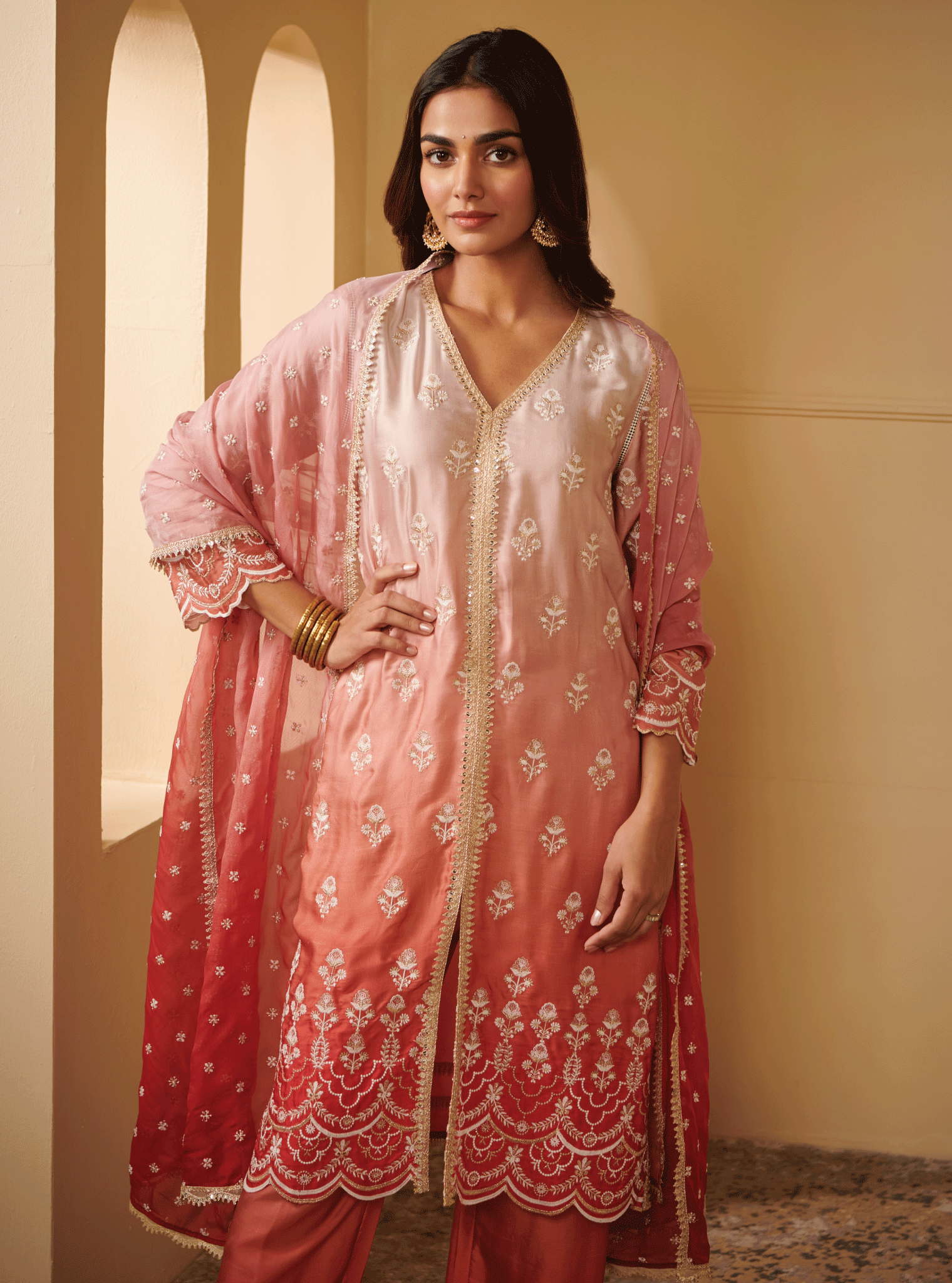 Mulmul Supima Cotton Enya Pink Dupatta