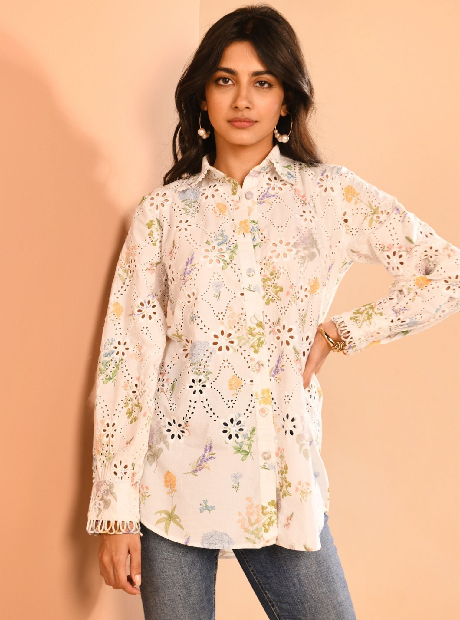 Jem Iconic Cotton Printed White Shirt