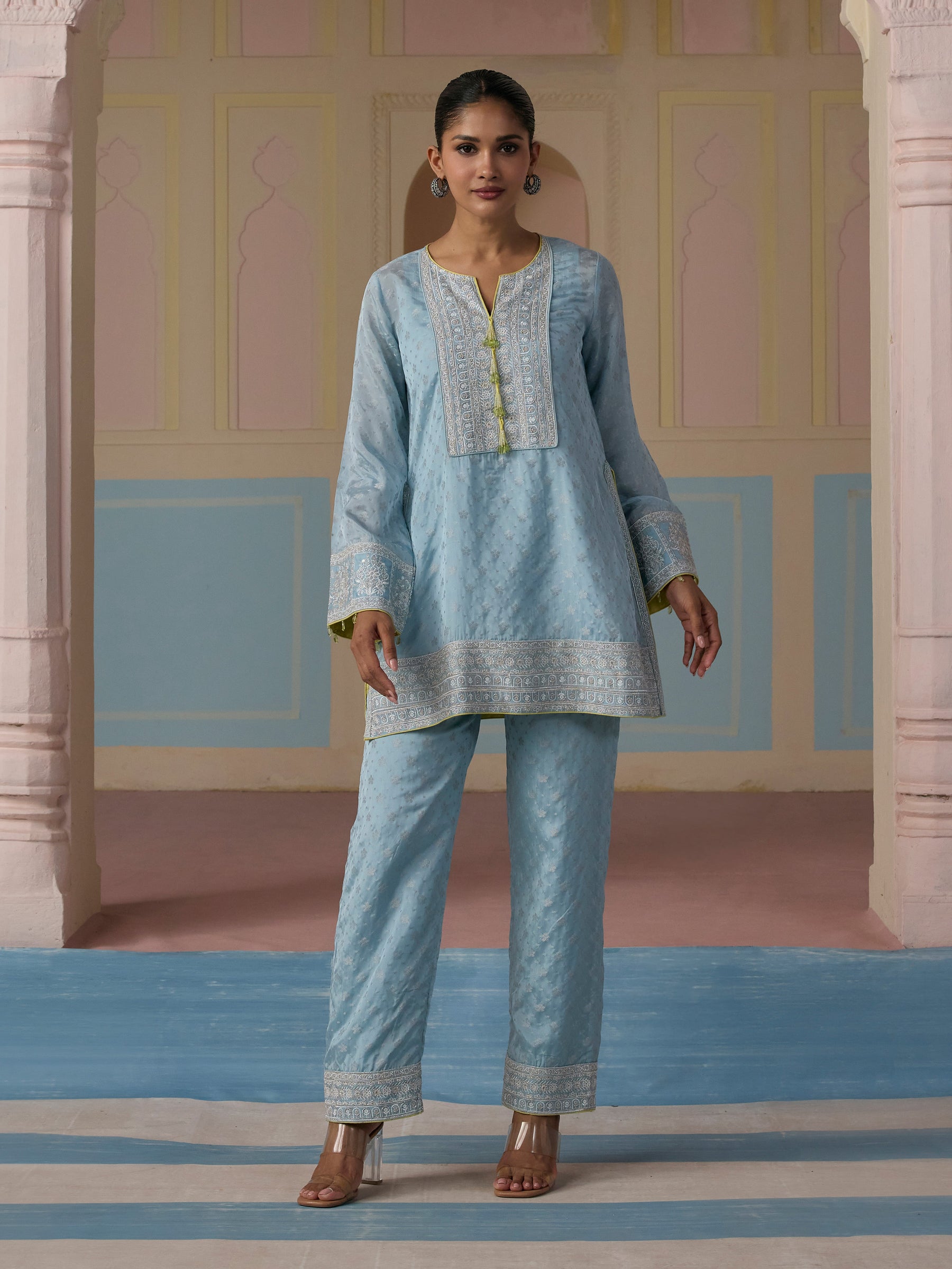 Elara Banarasi Light Blue Co-ord Set