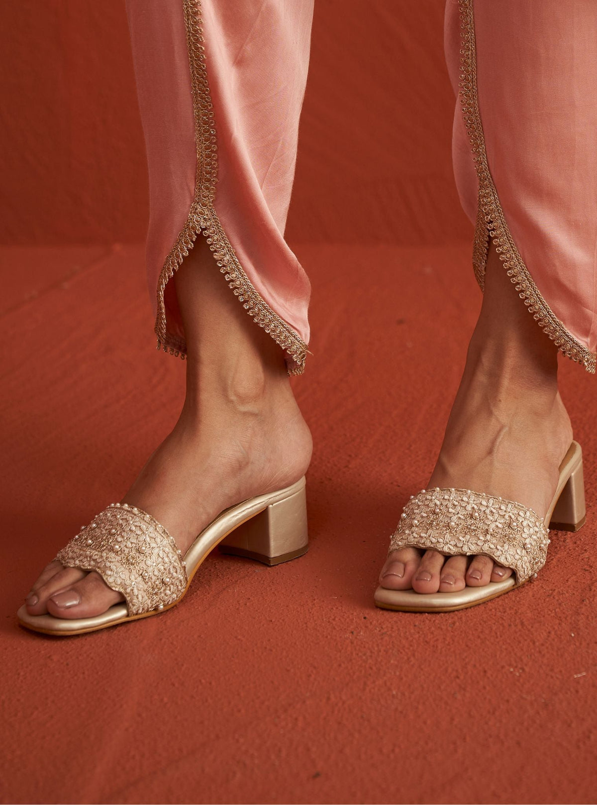Lavanya Gold Vegan Block Heel