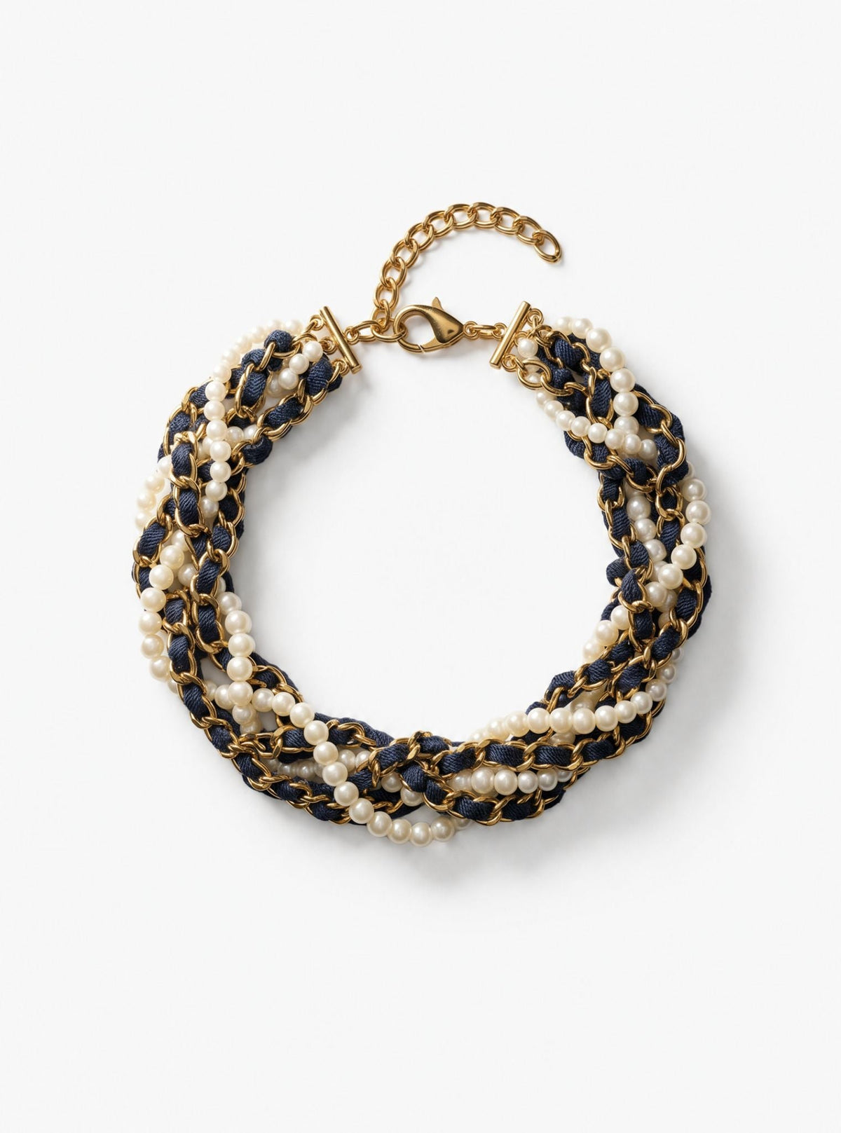 Denim Pearl Twist Bracelet