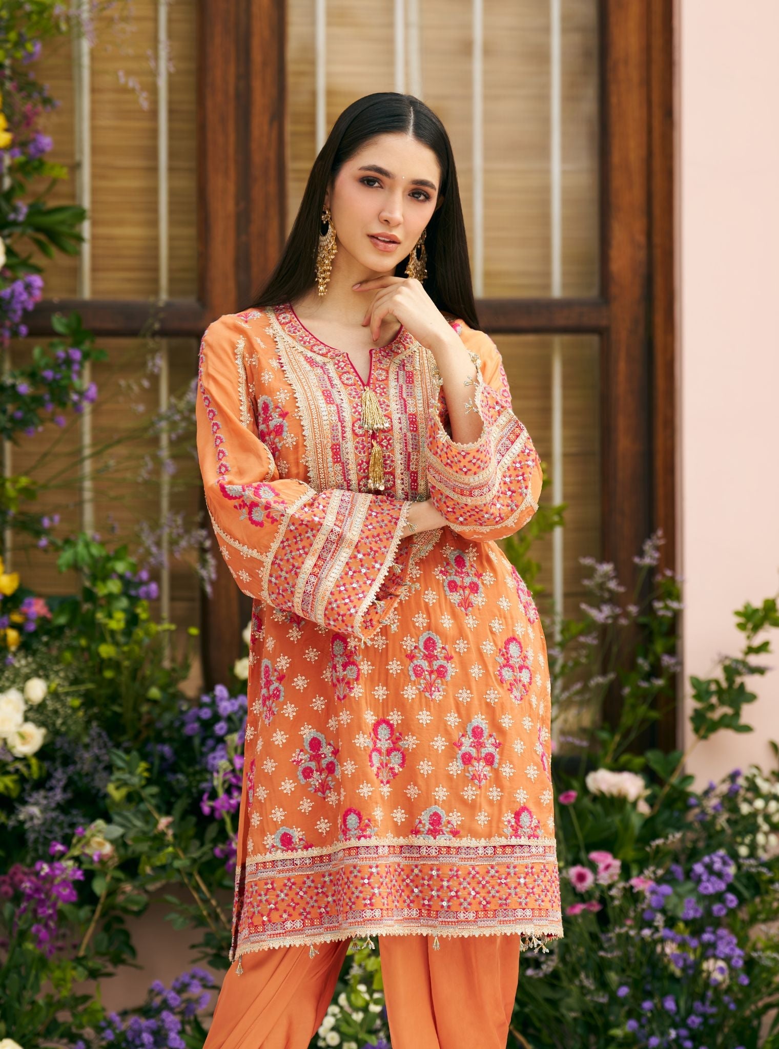 Asmi Organza Orange Kurta Set