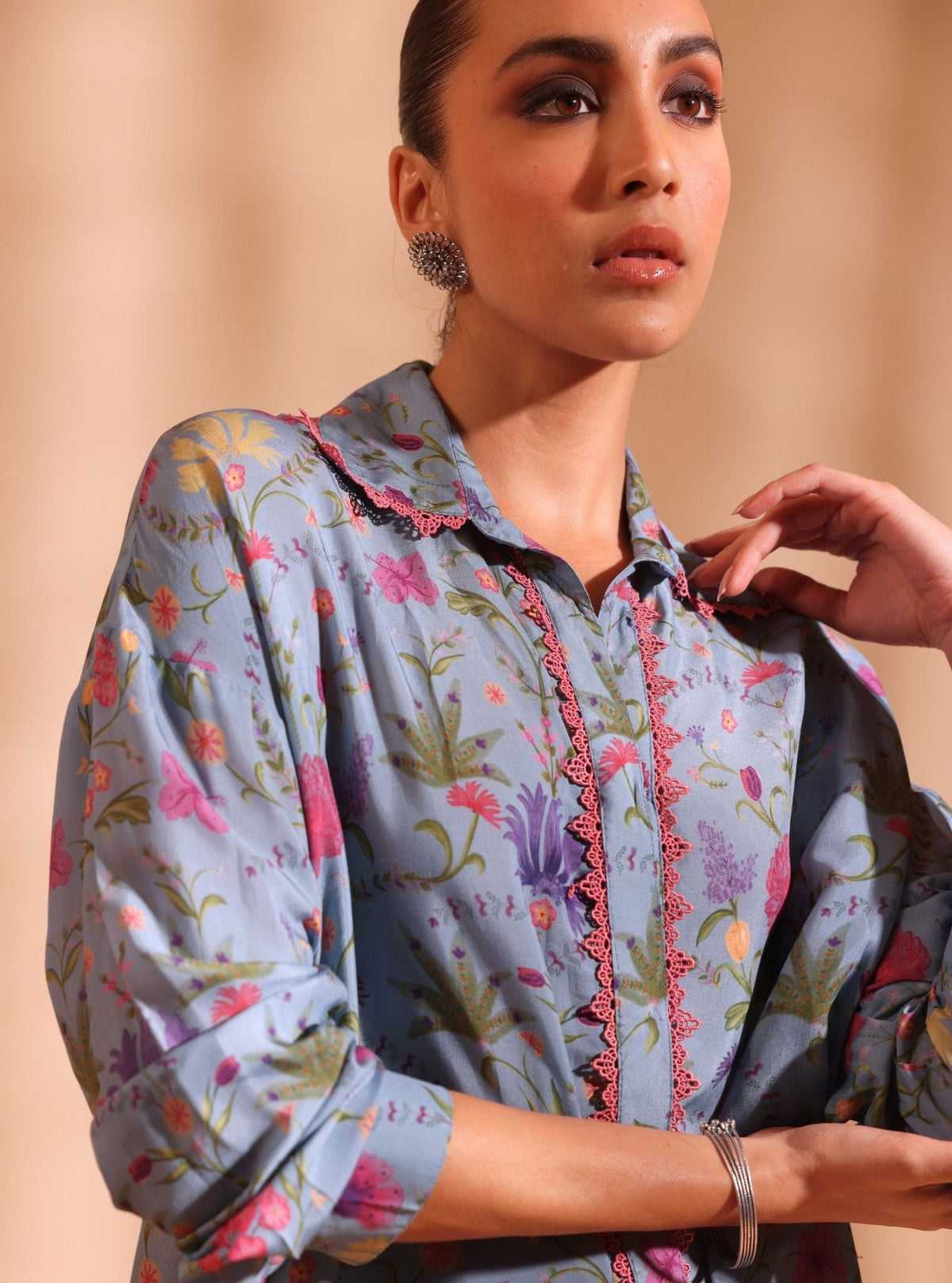 Sene Lawn Printed Denim Kurta Set