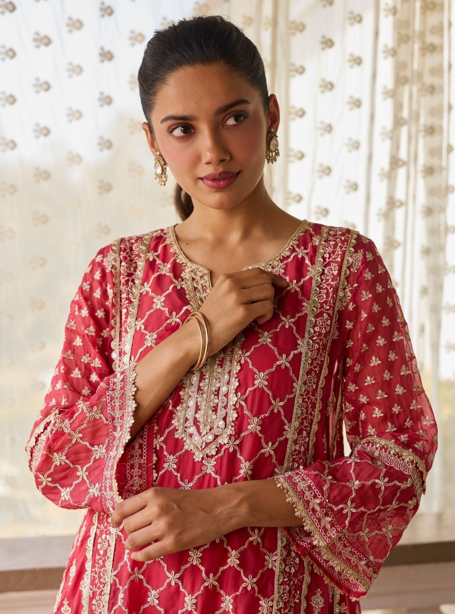Suhana Organza Red Kurta Set